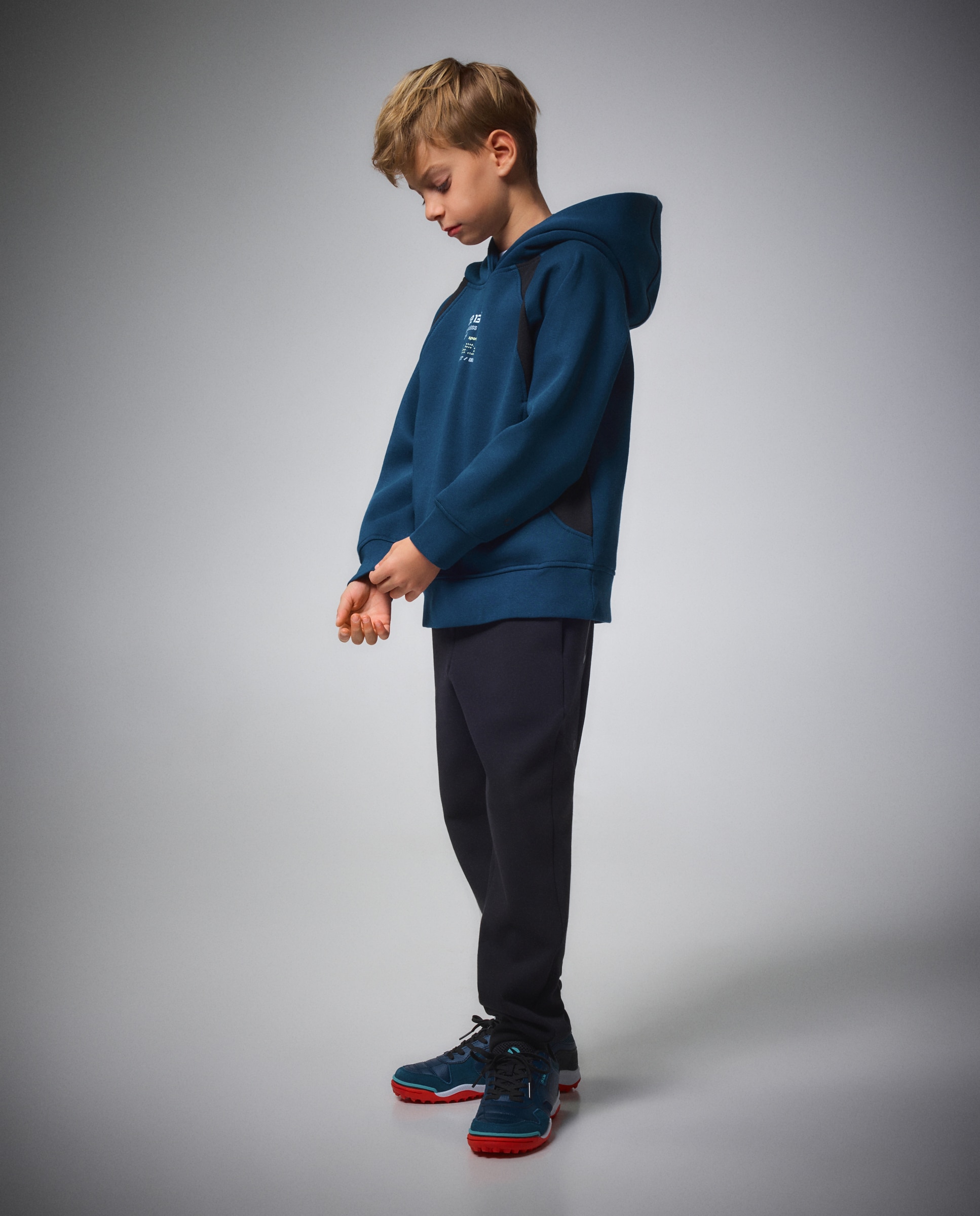 Sweatshirt Quente com Capuz Sportcasual de Menino Azul Tinta-2