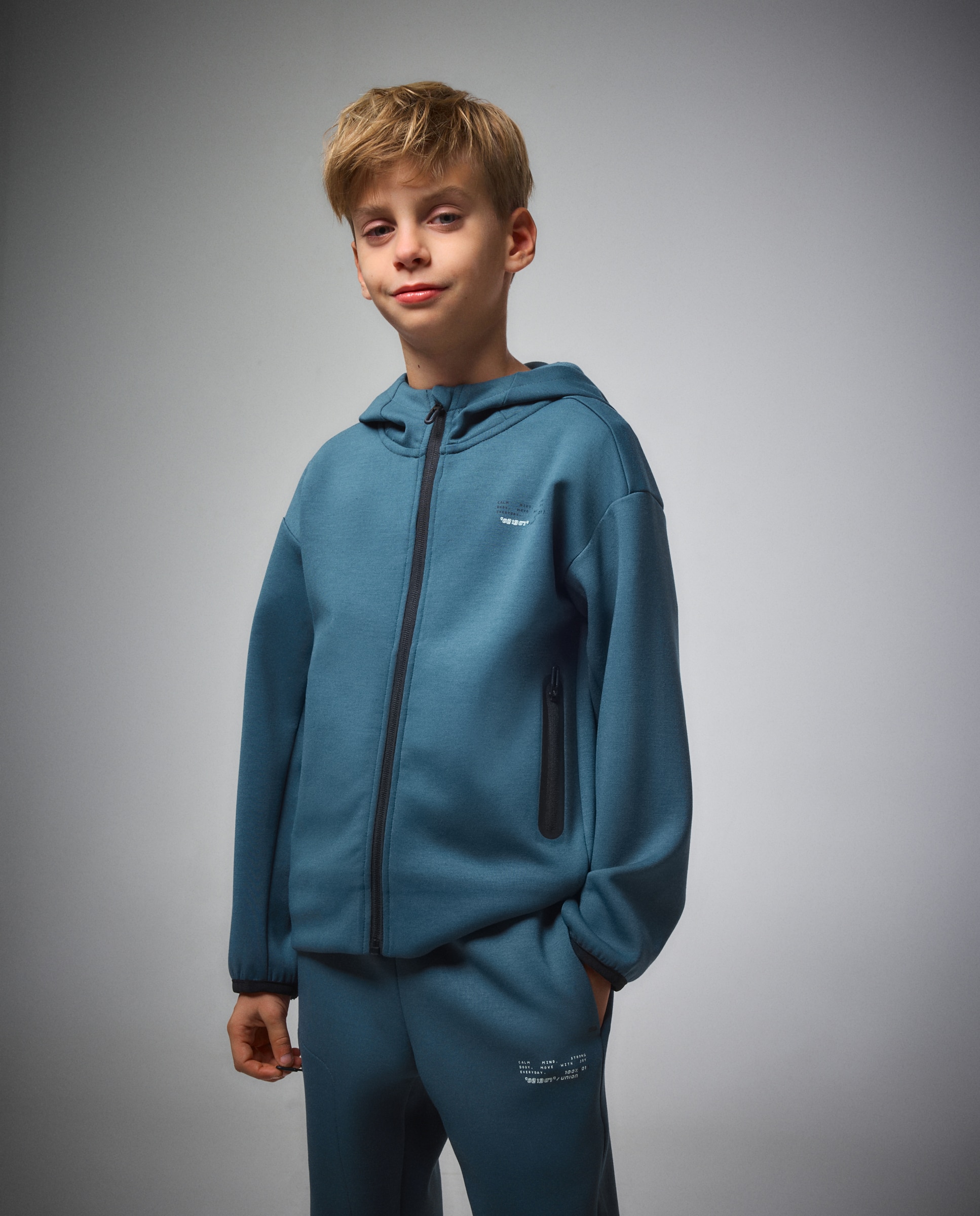 Sudadera abierta con capucha de viscosa Sportcasual de niño Boomerang - 510 Verde claro 510 Verde claro-1