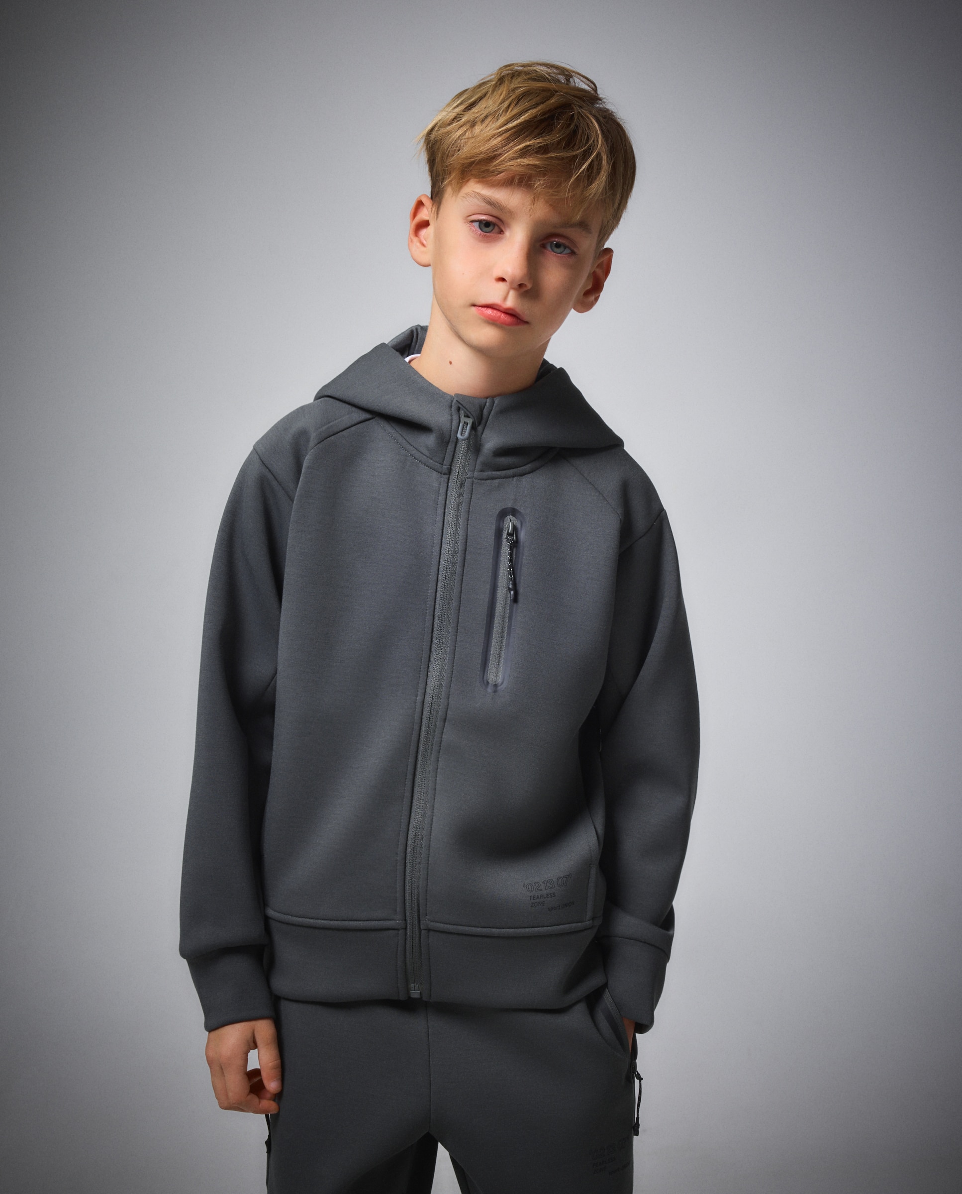 Sudadera abierta con capucha de viscosa Sportcasual de niño Boomerang - Verde Verde-1