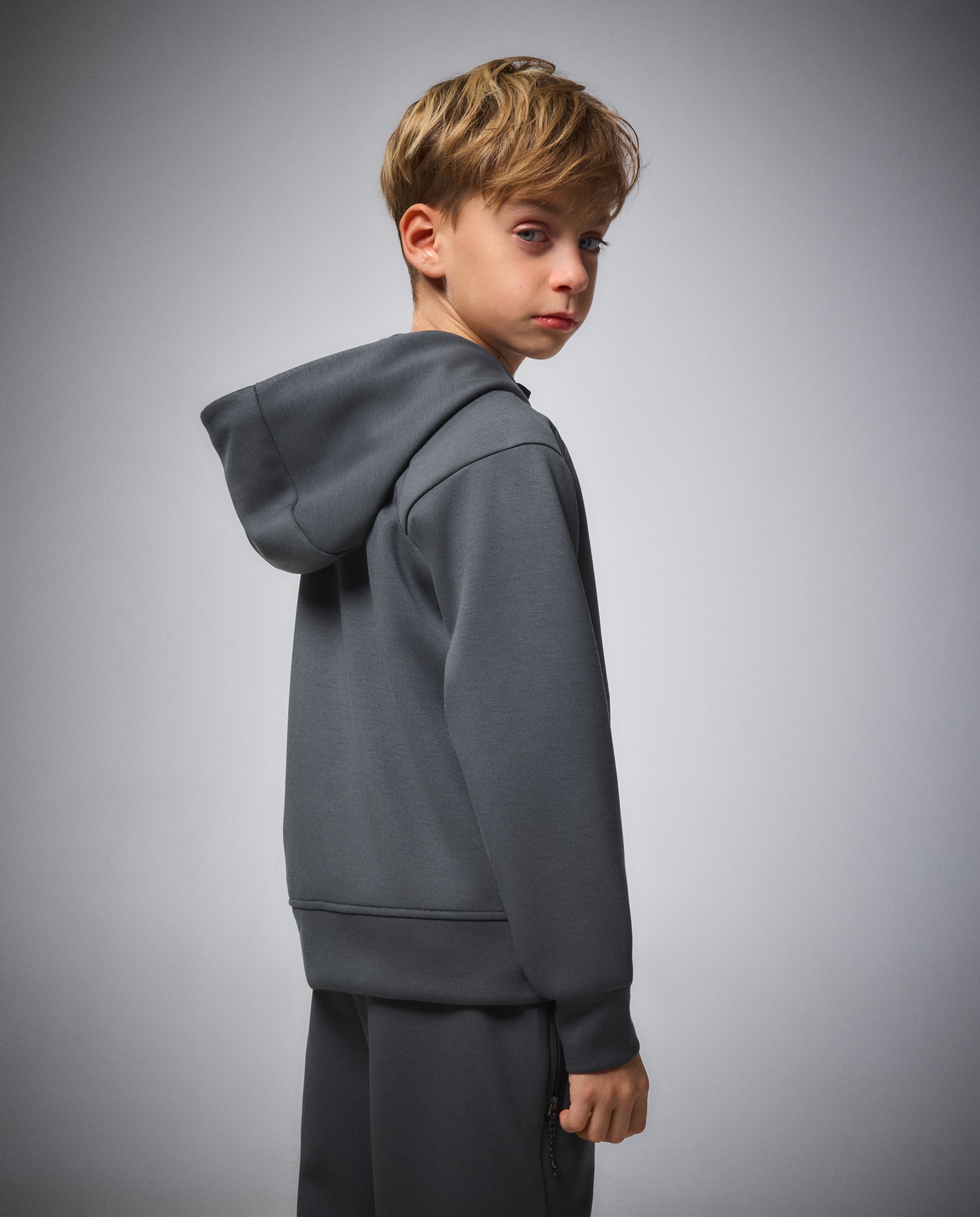 Sudadera abierta con capucha de viscosa Sportcasual de niño Boomerang - Verde Verde-3