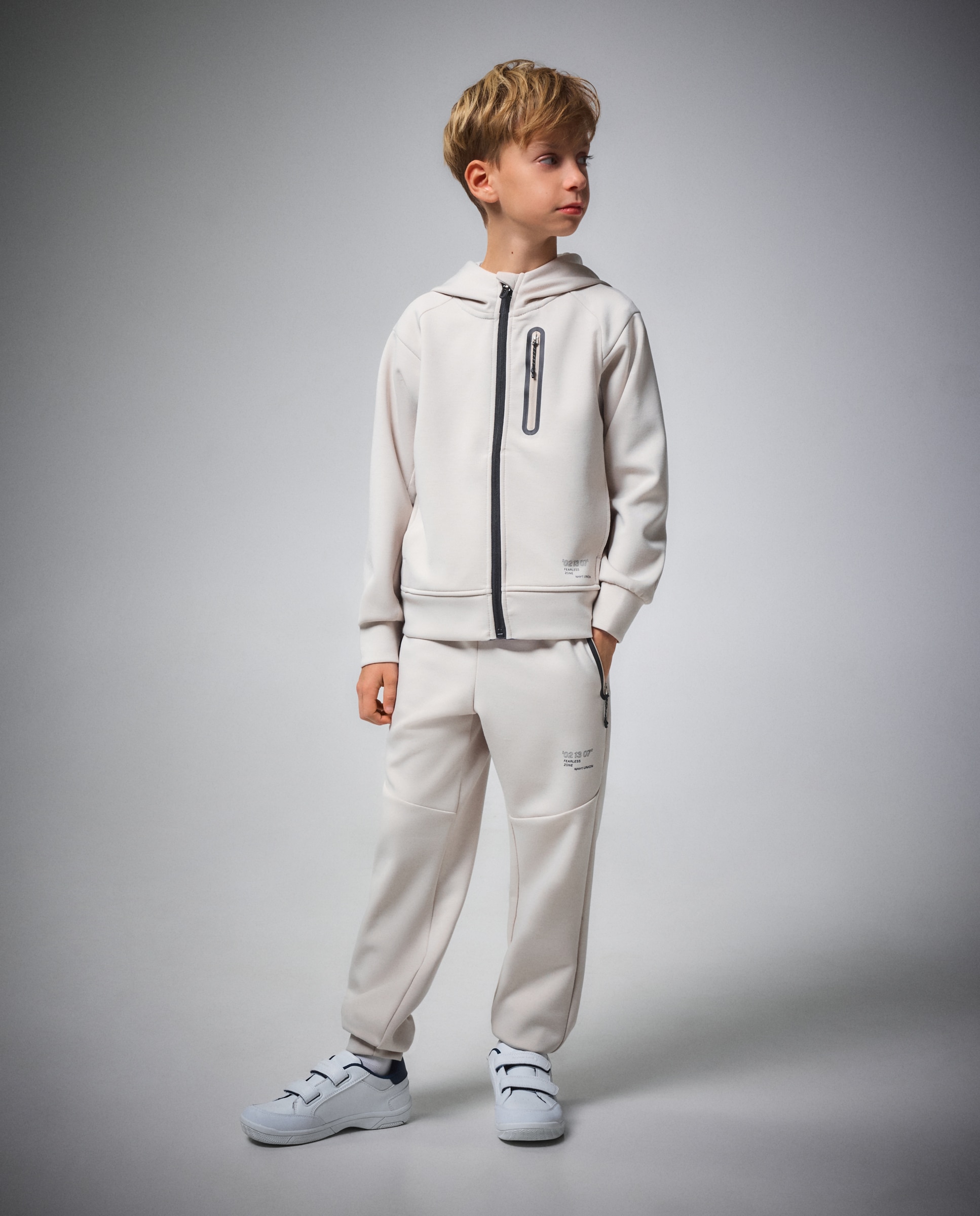 Sweatshirt Aberta com Capuz de Viscose Sportcasual de Menino 850 Pedra-2