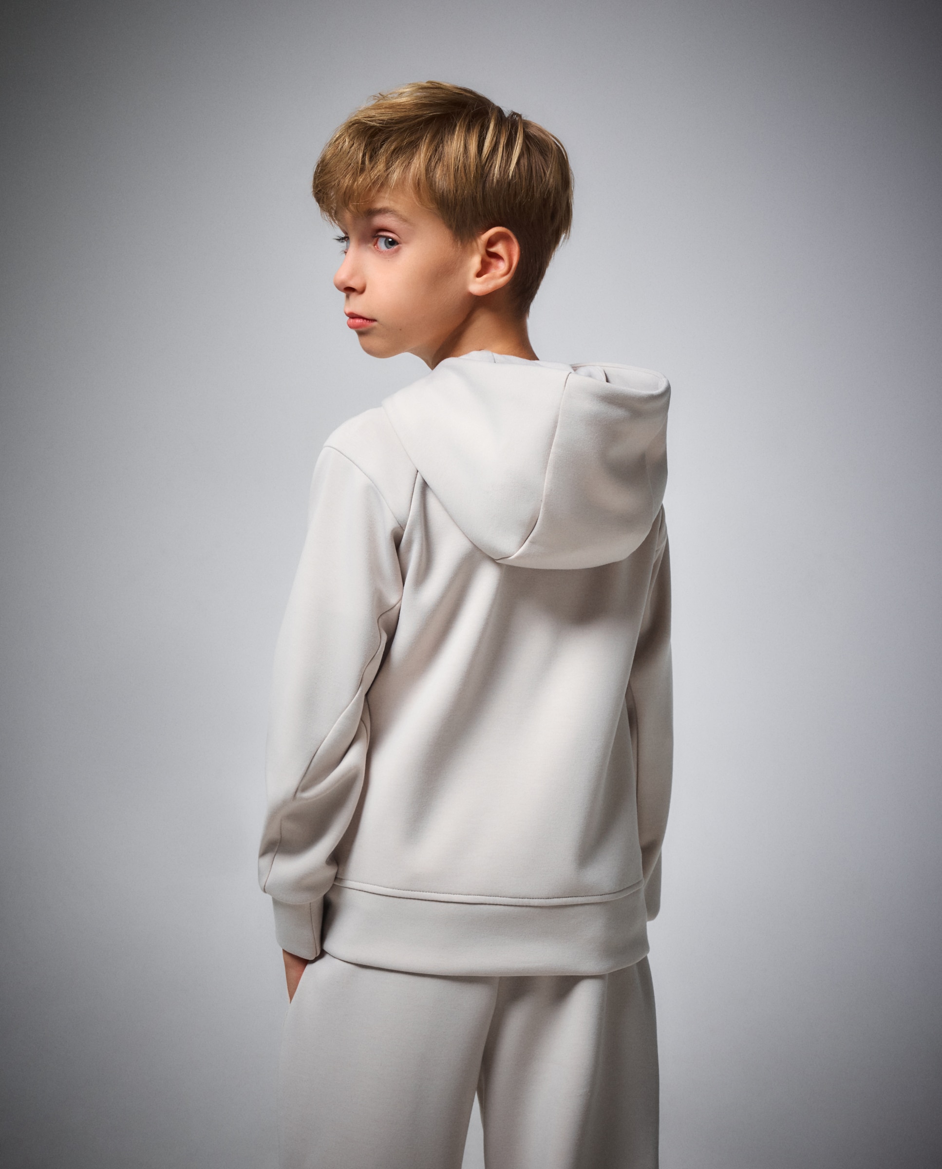 Sweatshirt Aberta com Capuz de Viscose Sportcasual de Menino 850 Pedra-3