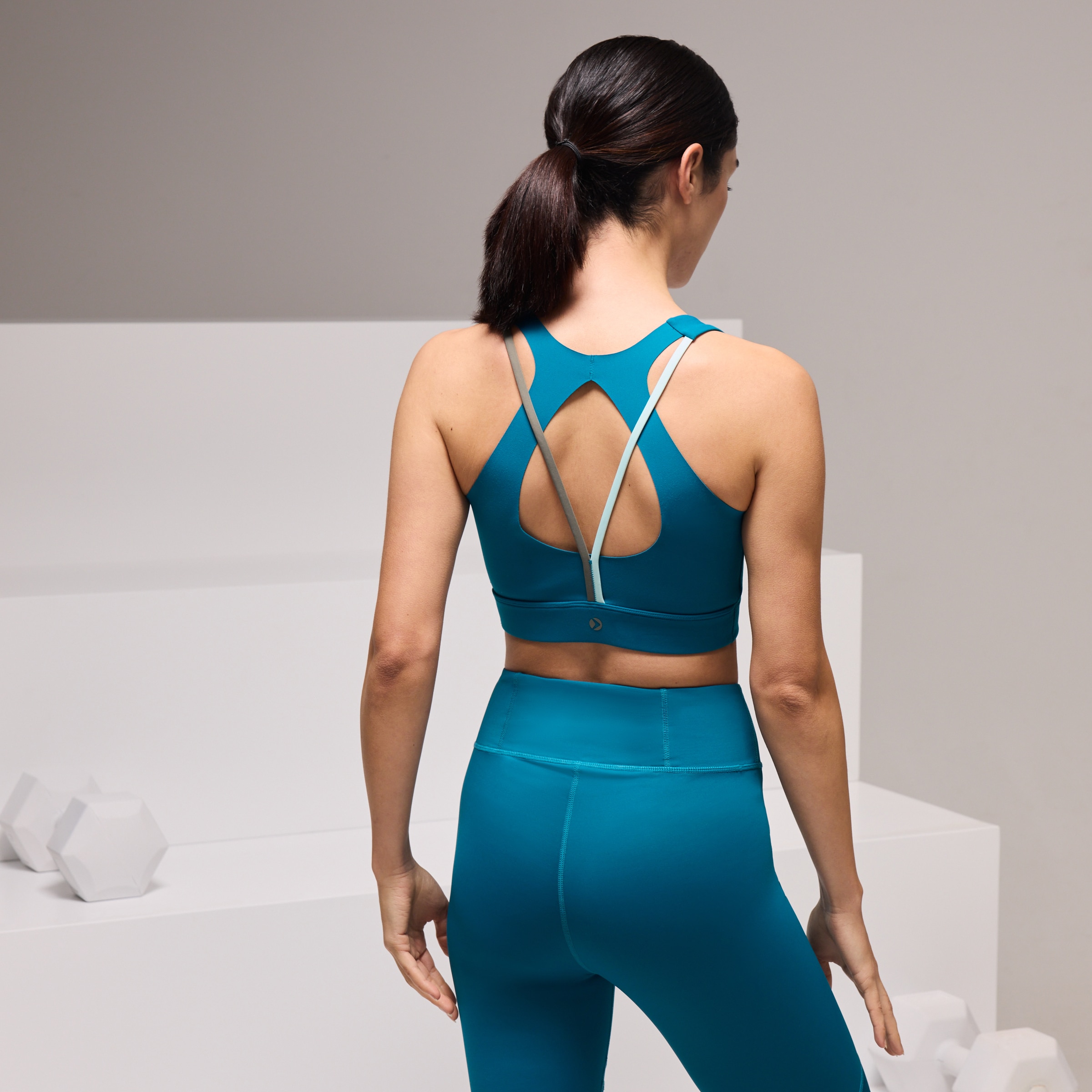 Top de training con mesh de mujer Boomerang - Terracota Turquesa-3