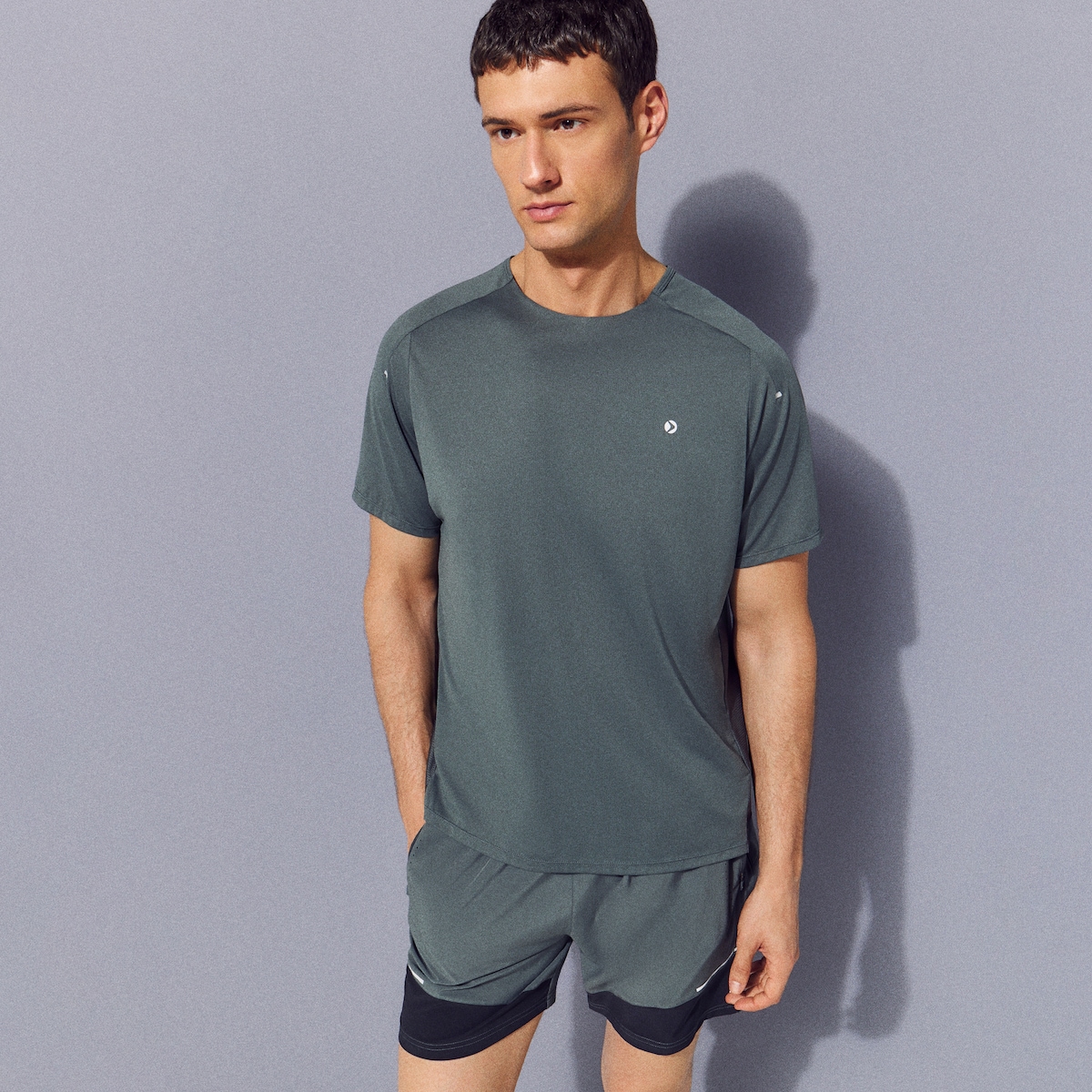 T-shirt de Running de Homem Verde-2