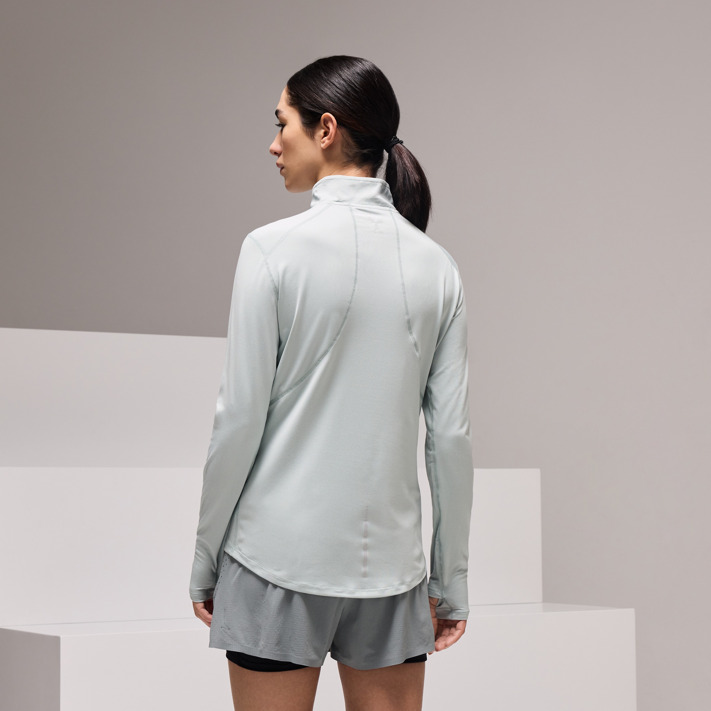 Camiseta 1/2 cremallera de running de mujer Boomerang - Verde claro Verde claro-3