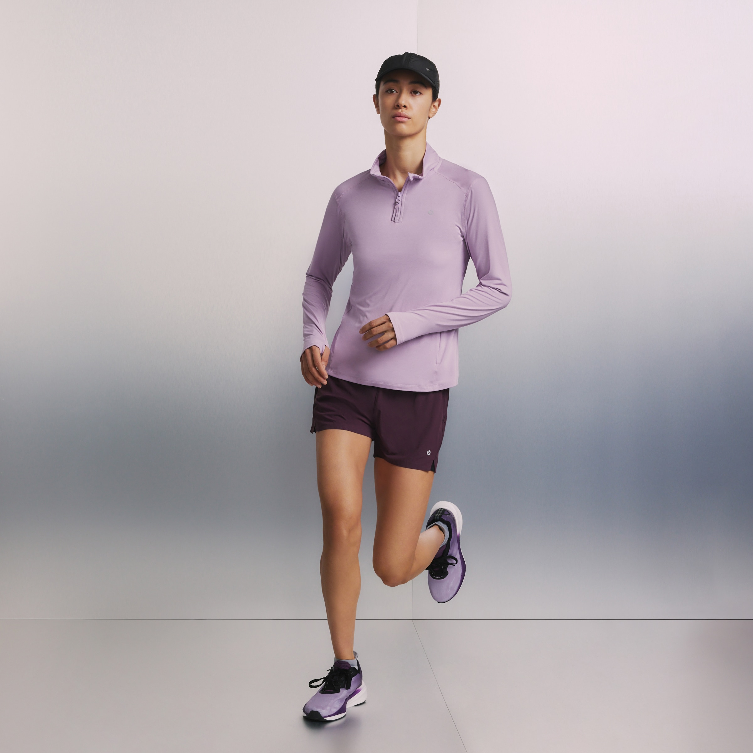 T-shirt 1/2 Fecho de Correr de Corrida Boomerang Lilás-2