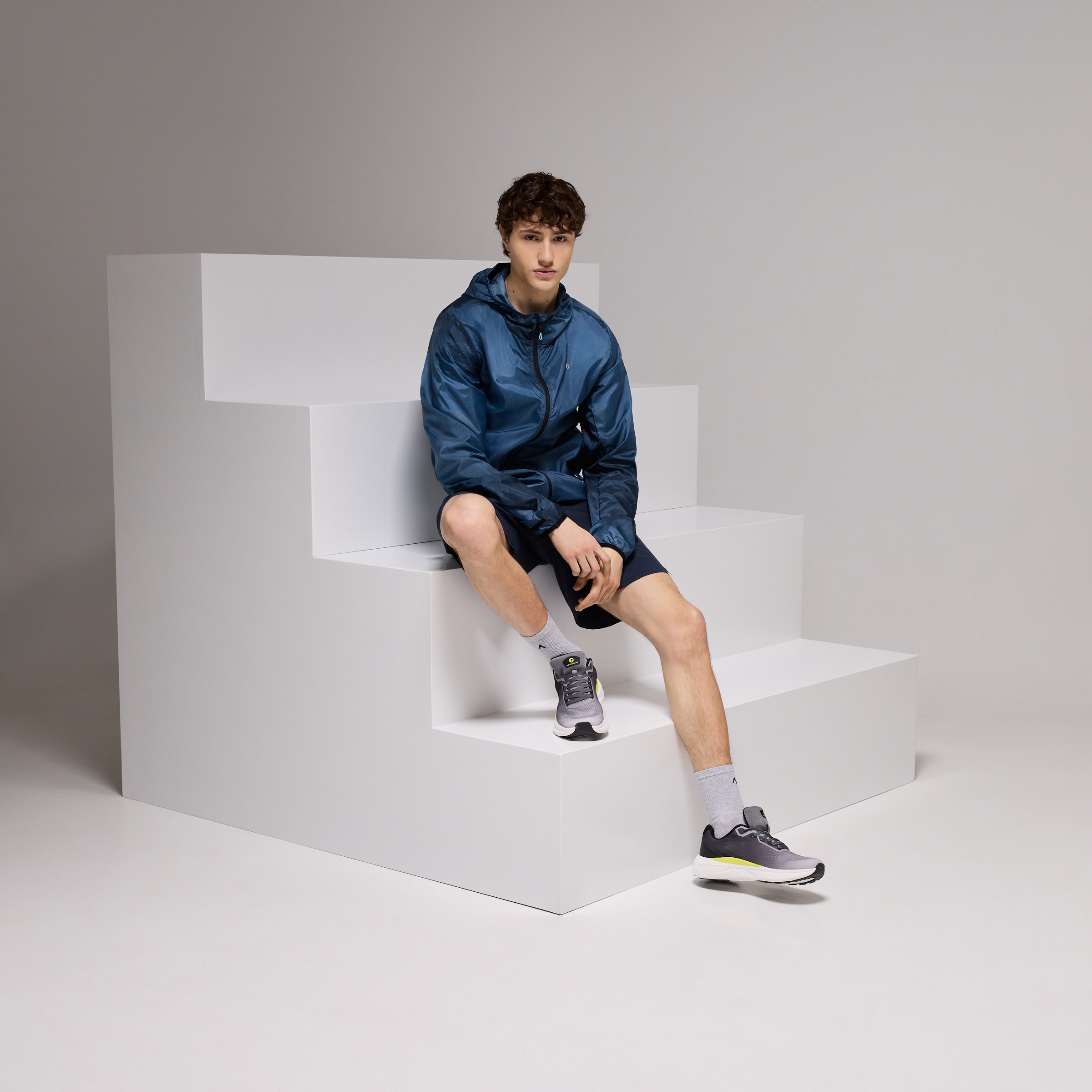 Corta-Vento de Running de Homem Azul-2