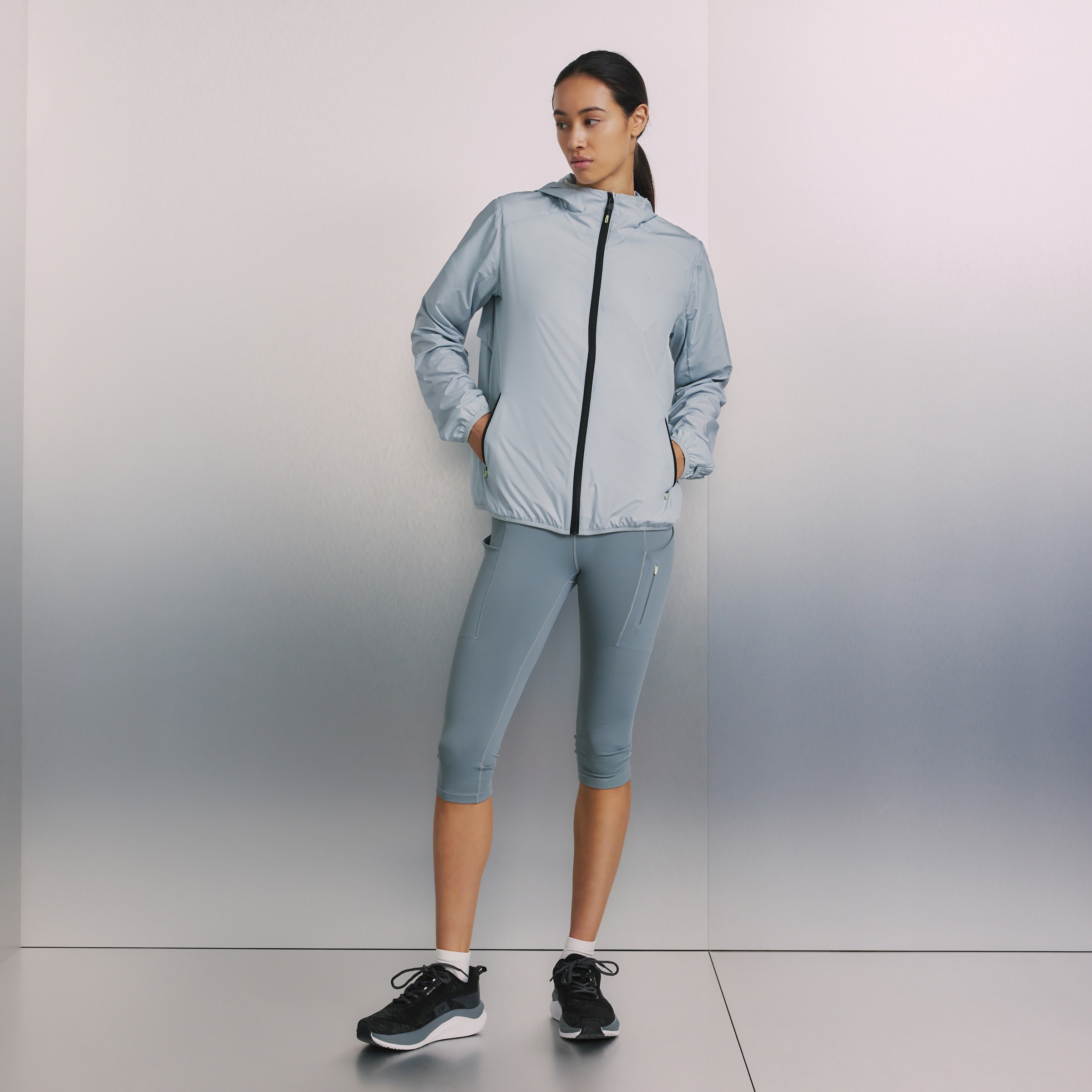 Corta-Vento de Running de Mulher Verde-claro-2