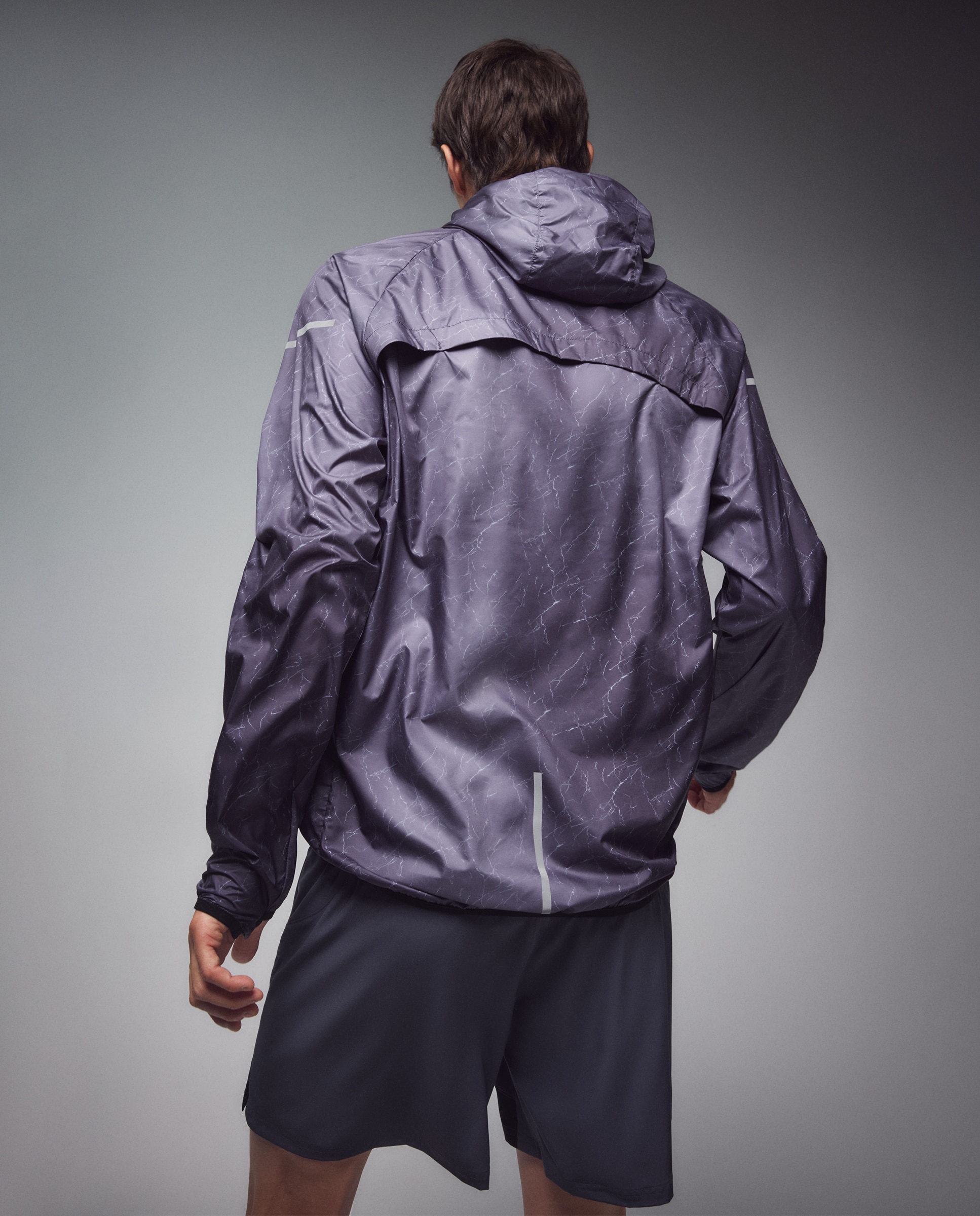 Corta-vento de Running de Homem Cinzento-claro-3