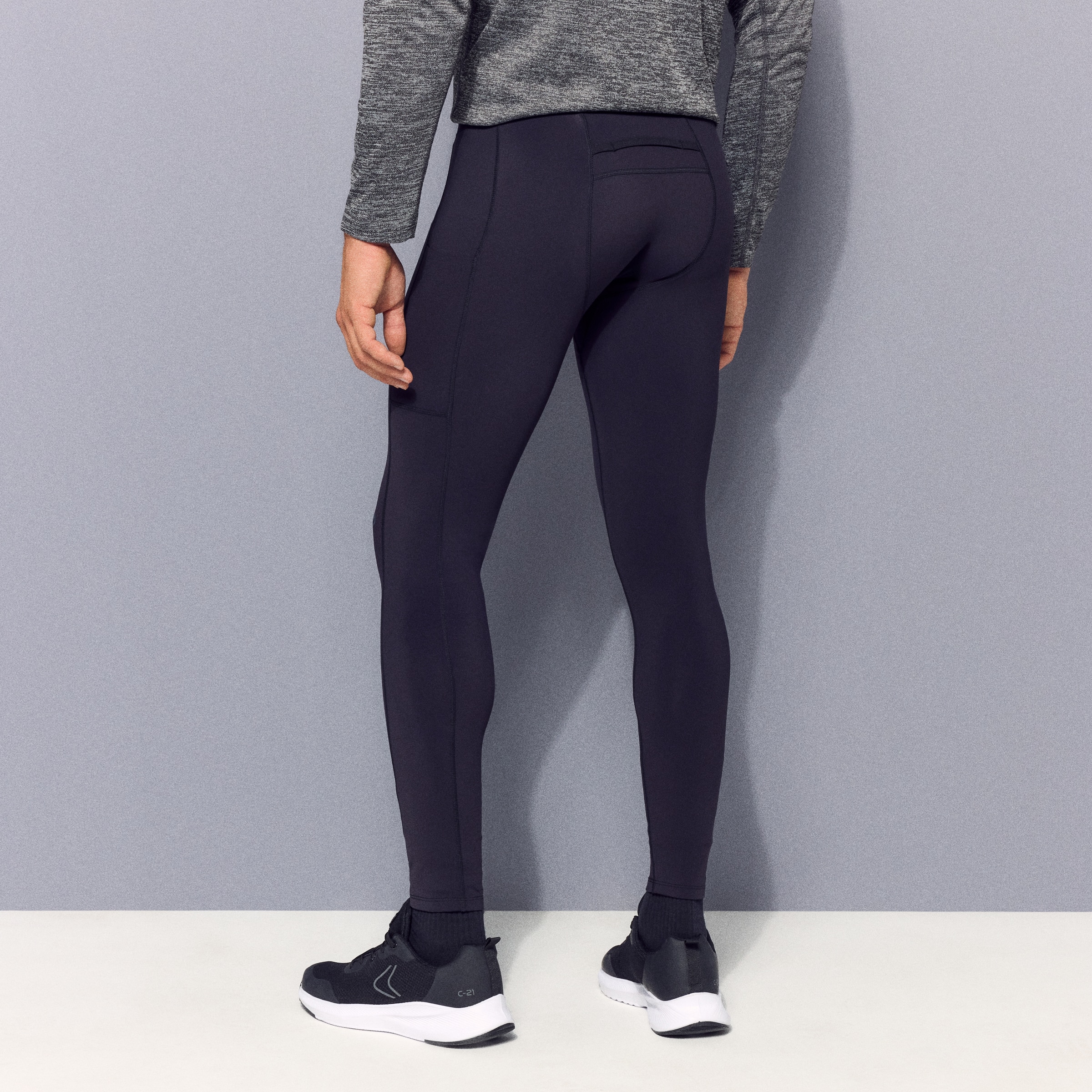 Leggings de Running de Homem em Felpa Preto-3