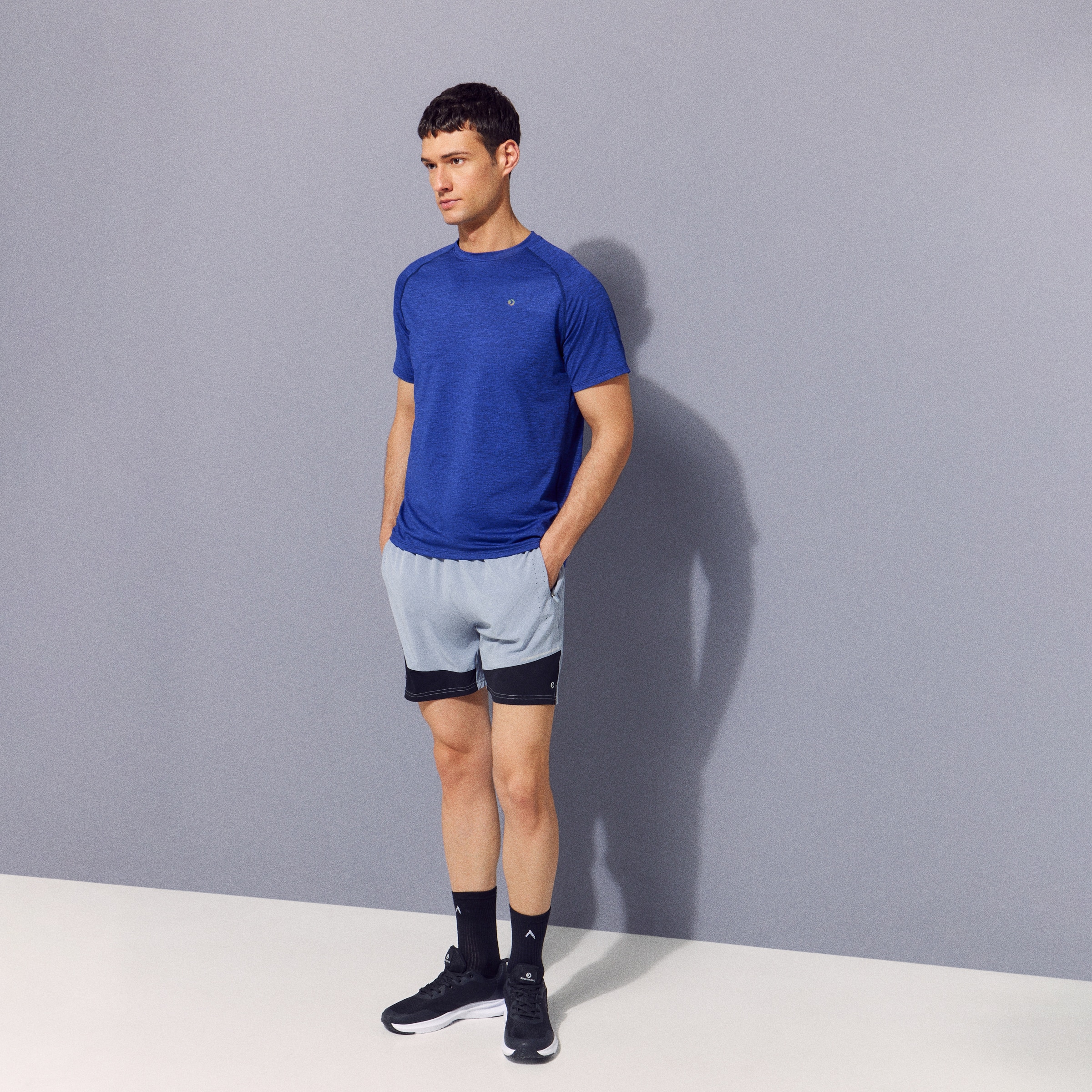 Calções de Running de Homem Cinzento-1