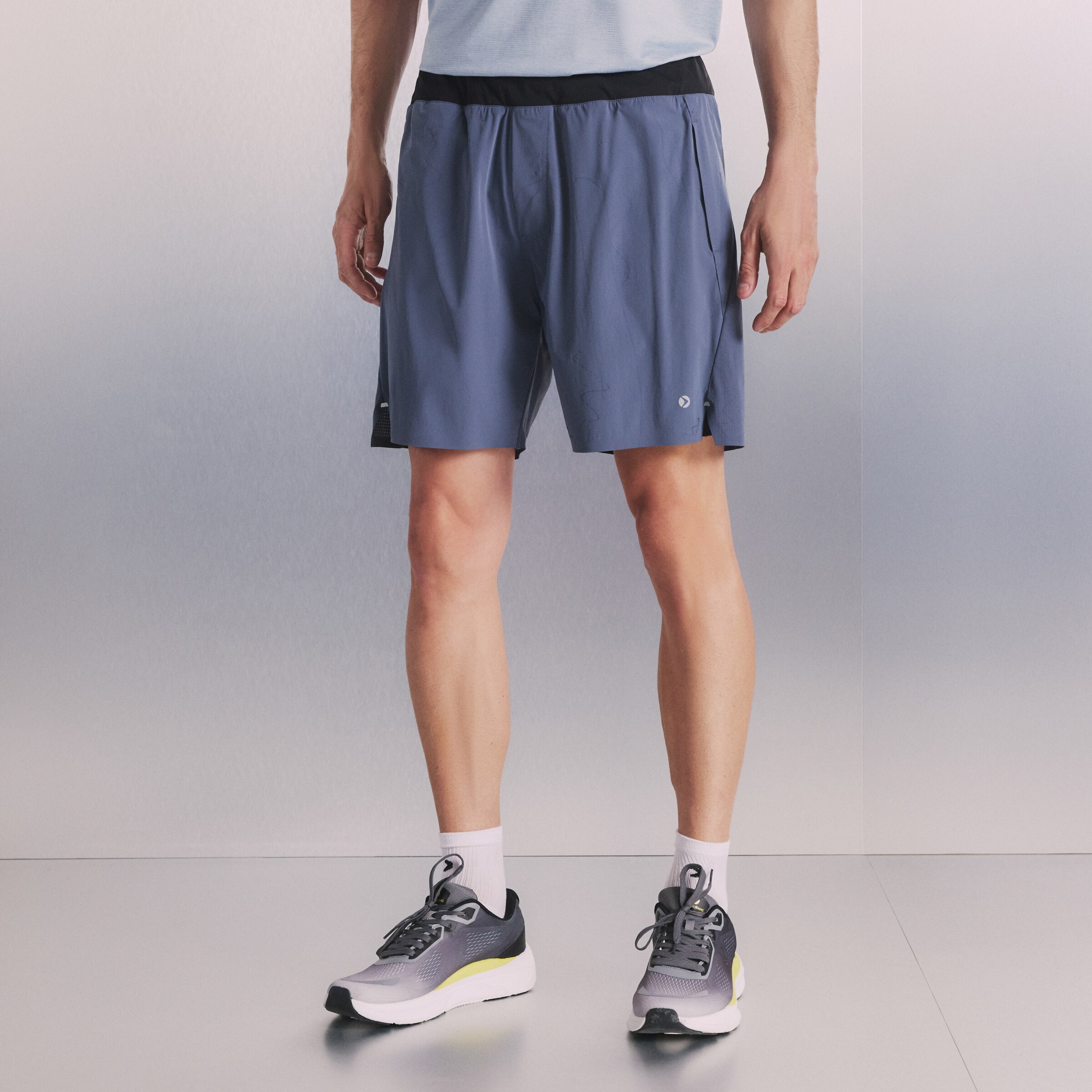 Calções 2 em 1 de Running de Homem Antracite-2