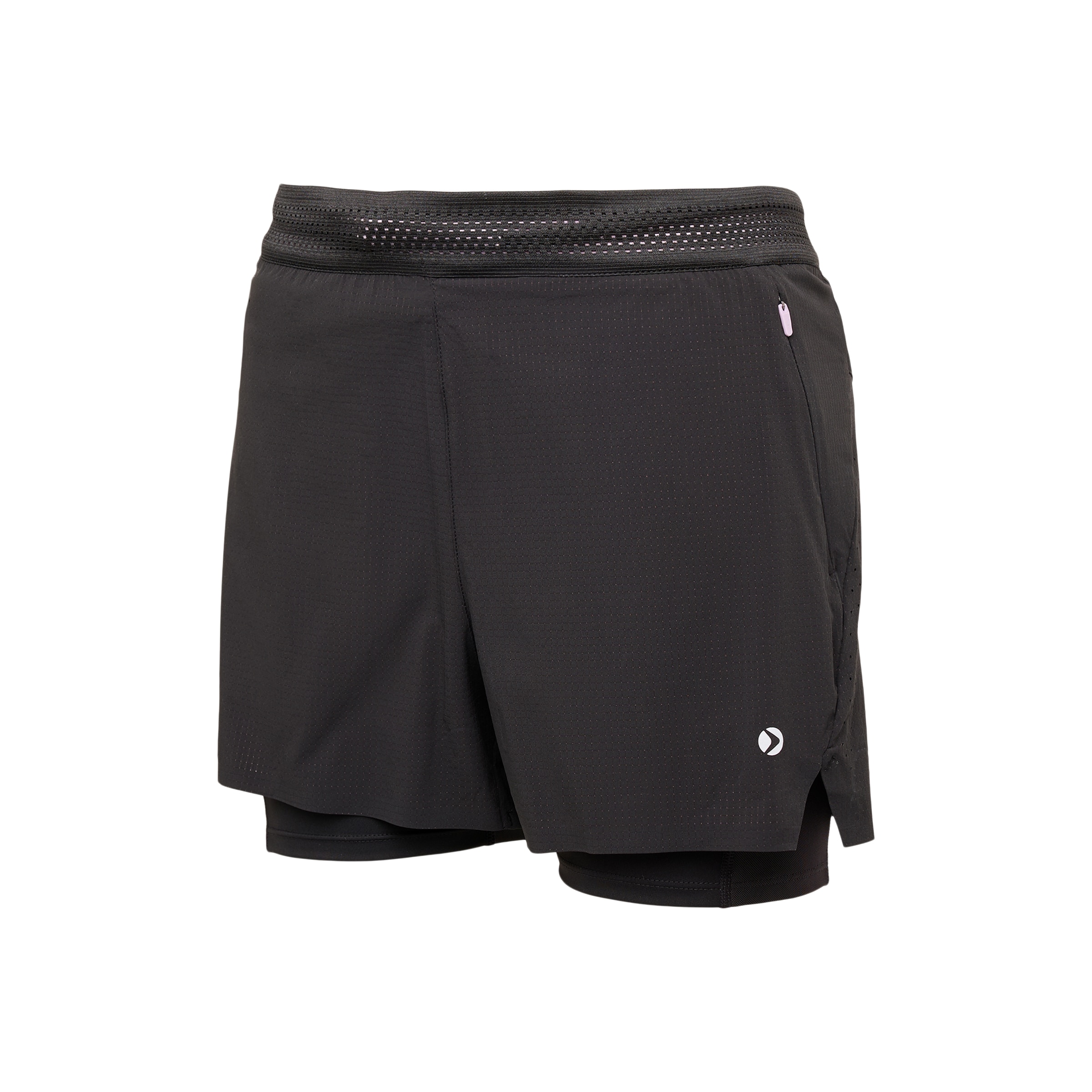 Calções 2 em 1 de Corrida Boomerang Preto-4