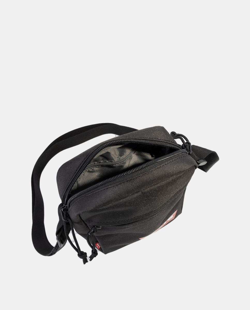 Mala a tiracolo preta com fecho de correr e detalhe da marca Preto-3