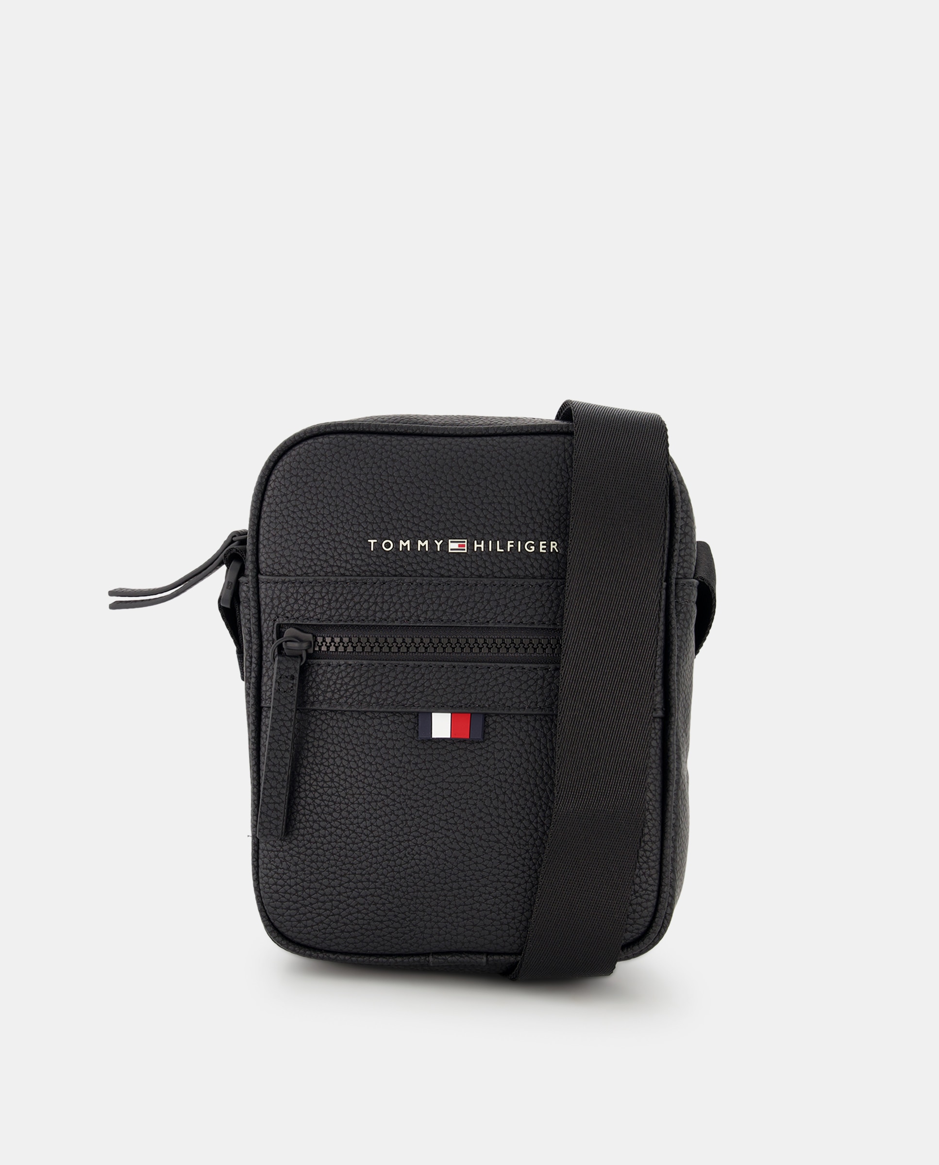 Mala a Tiracolo Mini com Bolso à Frente e Logótipo - Preto Preto-1