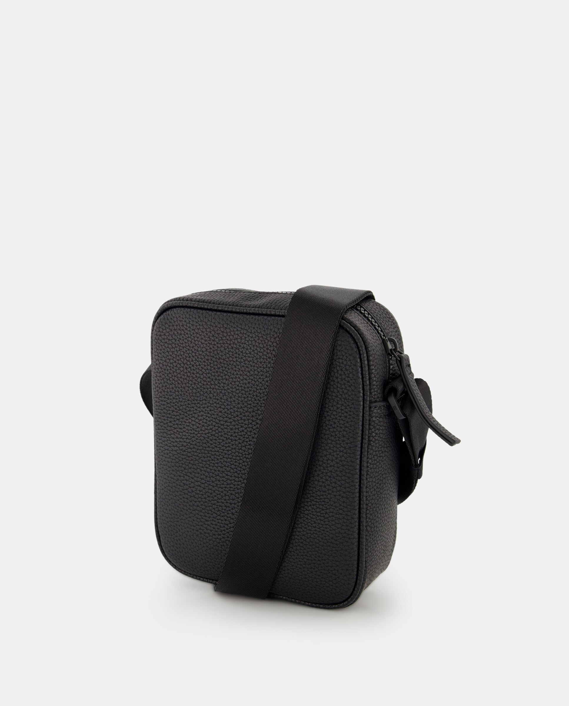 Mala a Tiracolo Mini com Bolso à Frente e Logótipo - Preto Preto-2