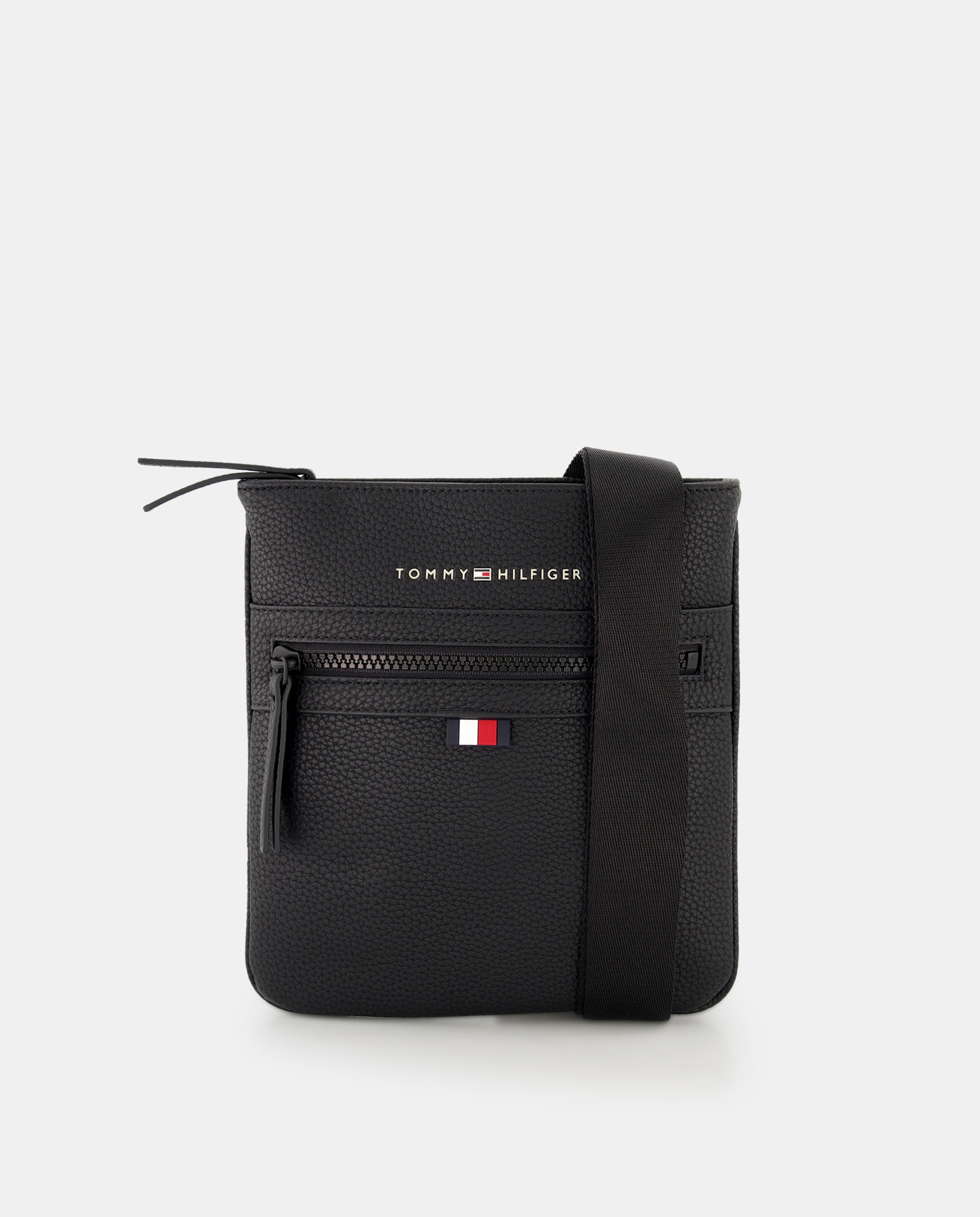 Mala a Tiracolo Pequena com Bolso à Frente e Logótipo - Preto Preto-1