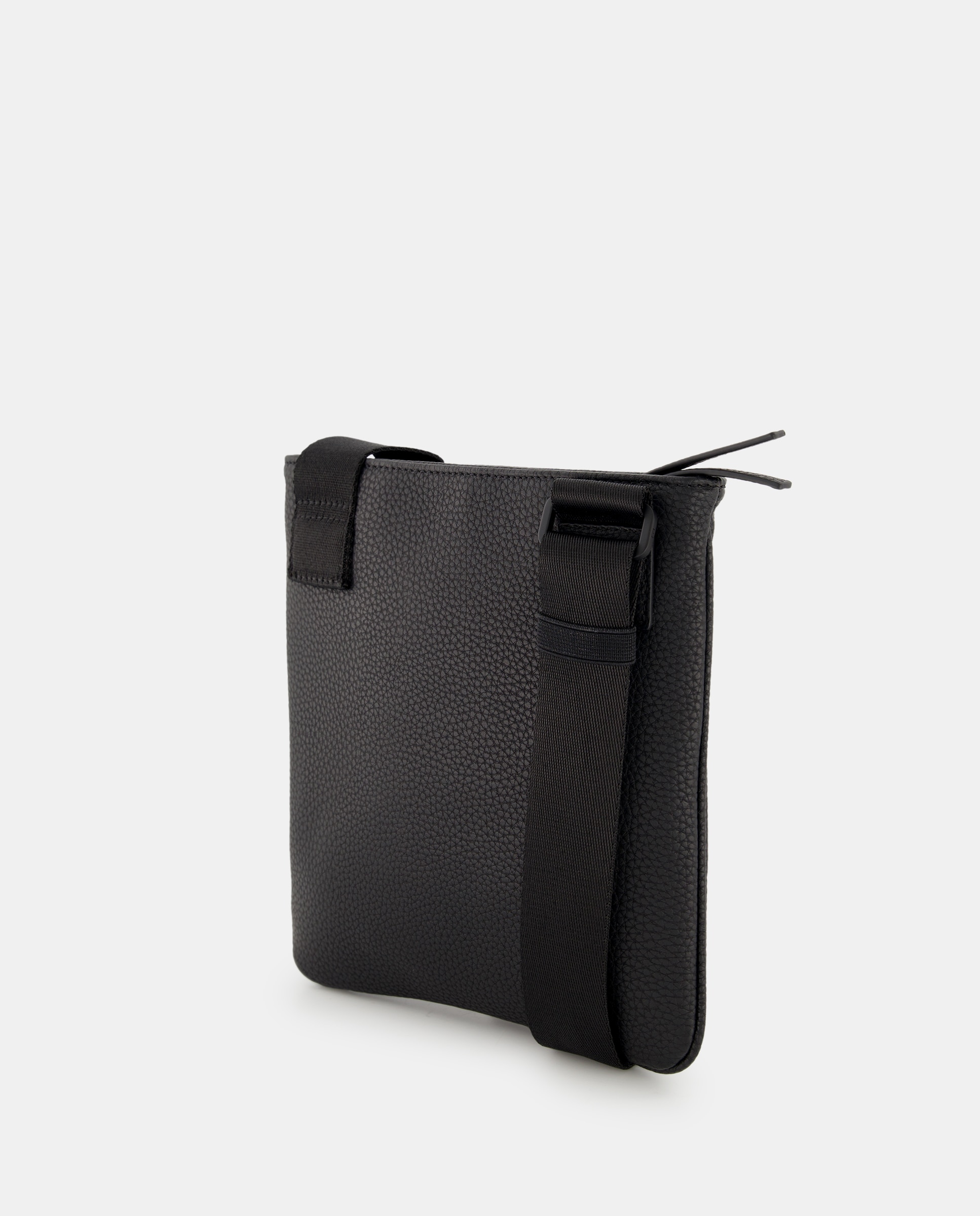 Mala a Tiracolo Pequena com Bolso à Frente e Logótipo - Preto Preto-2