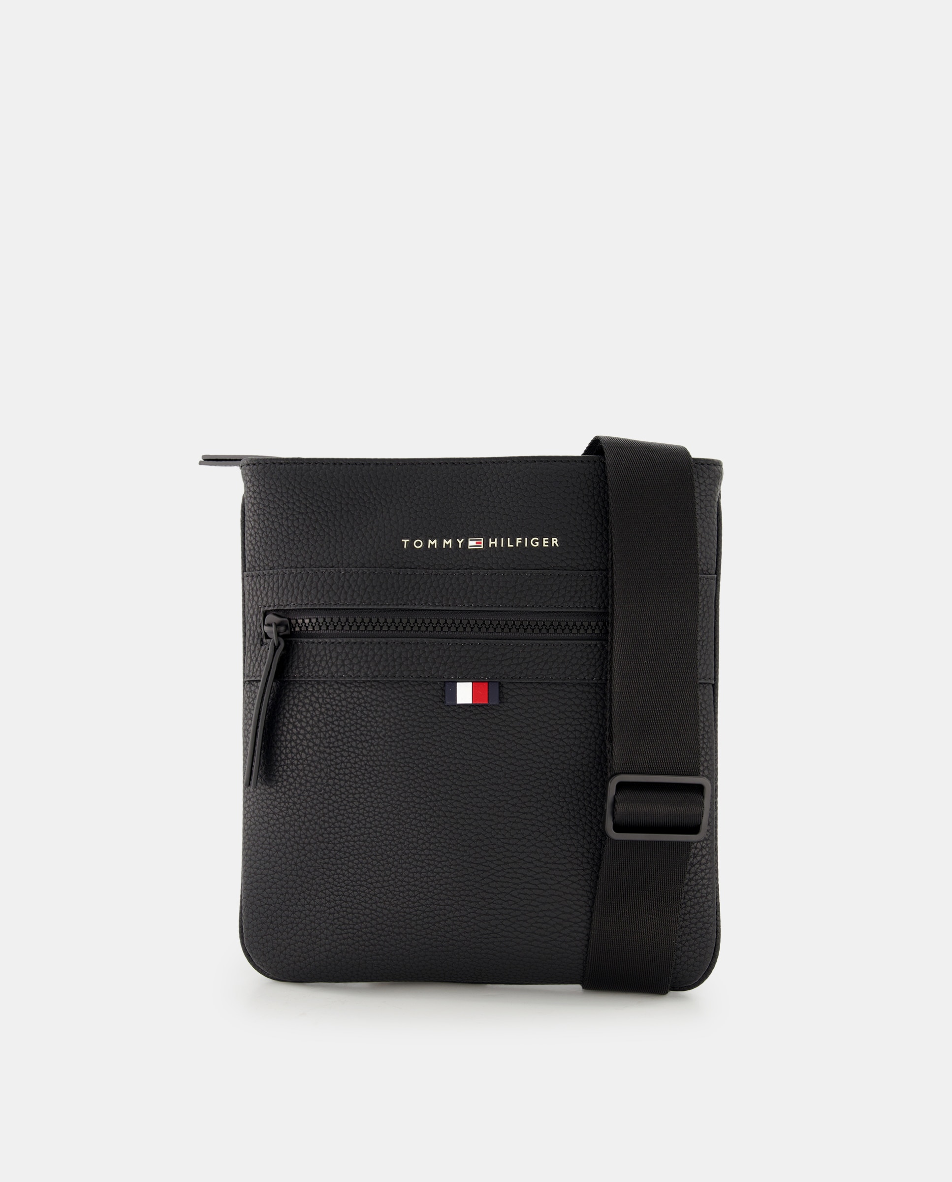 Mala a Tiracolo Média com Bolso à Frente e Logótipo - Preto Preto-1