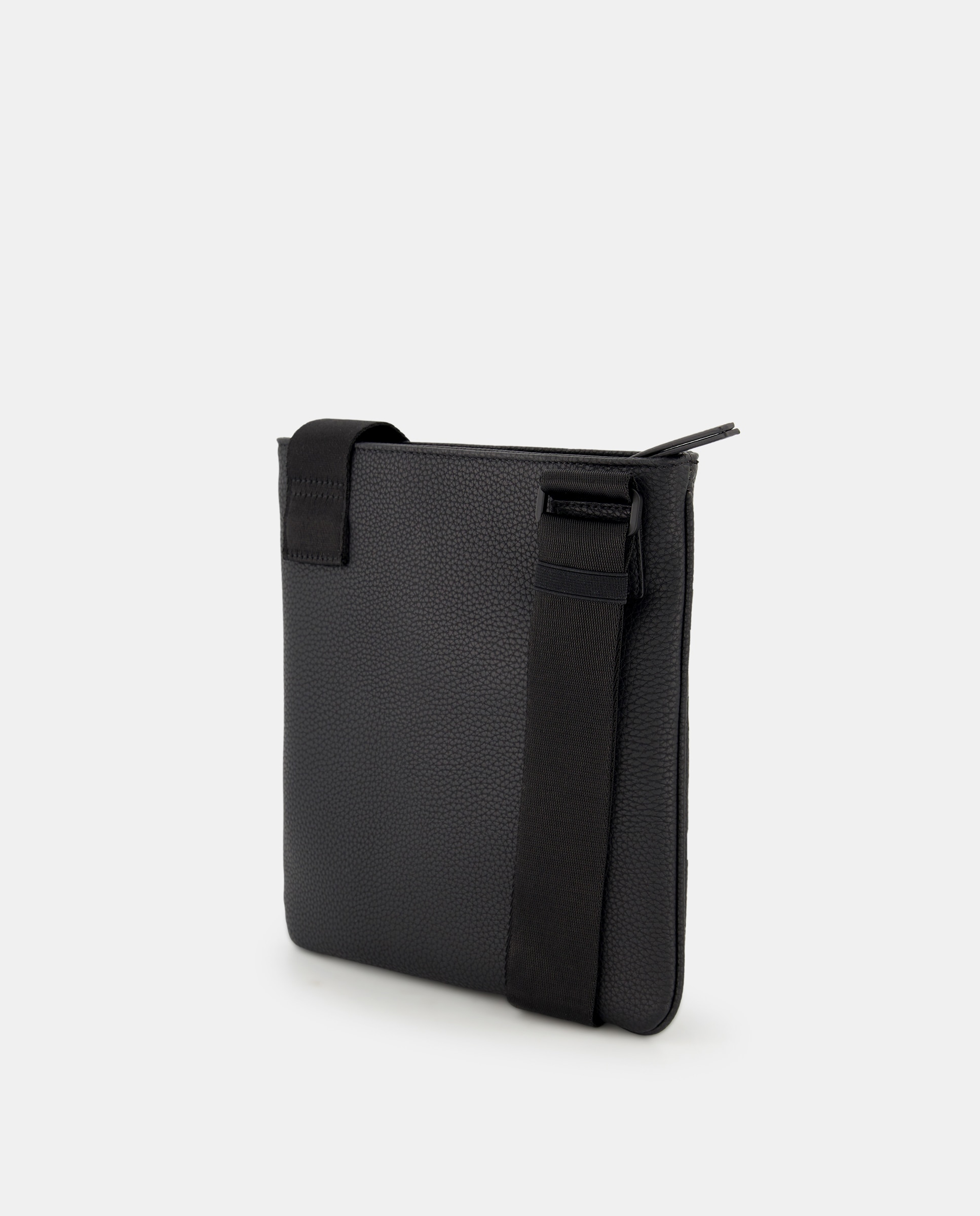 Mala a Tiracolo Média com Bolso à Frente e Logótipo - Preto Preto-2