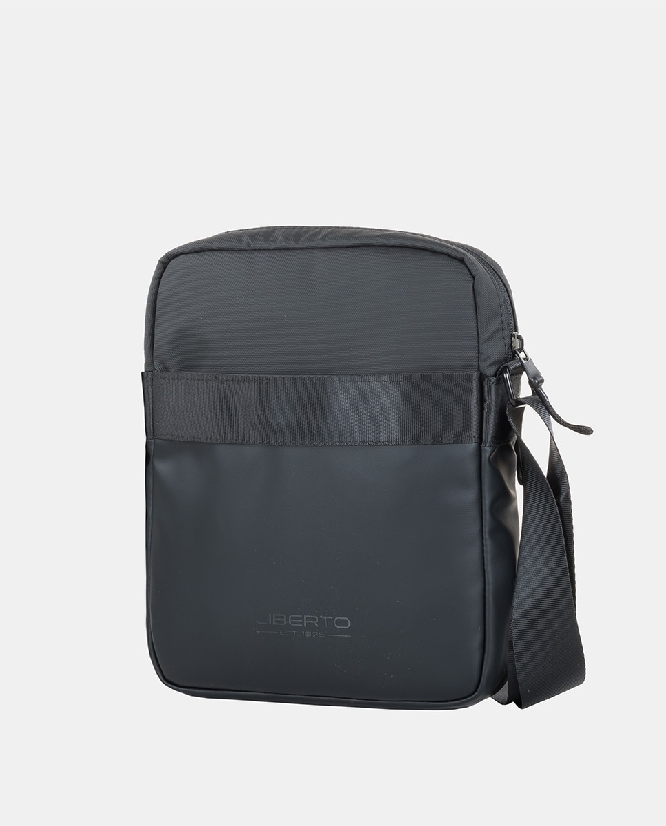 Mala a Tiracolo Grande com Bolso Central Preto-3