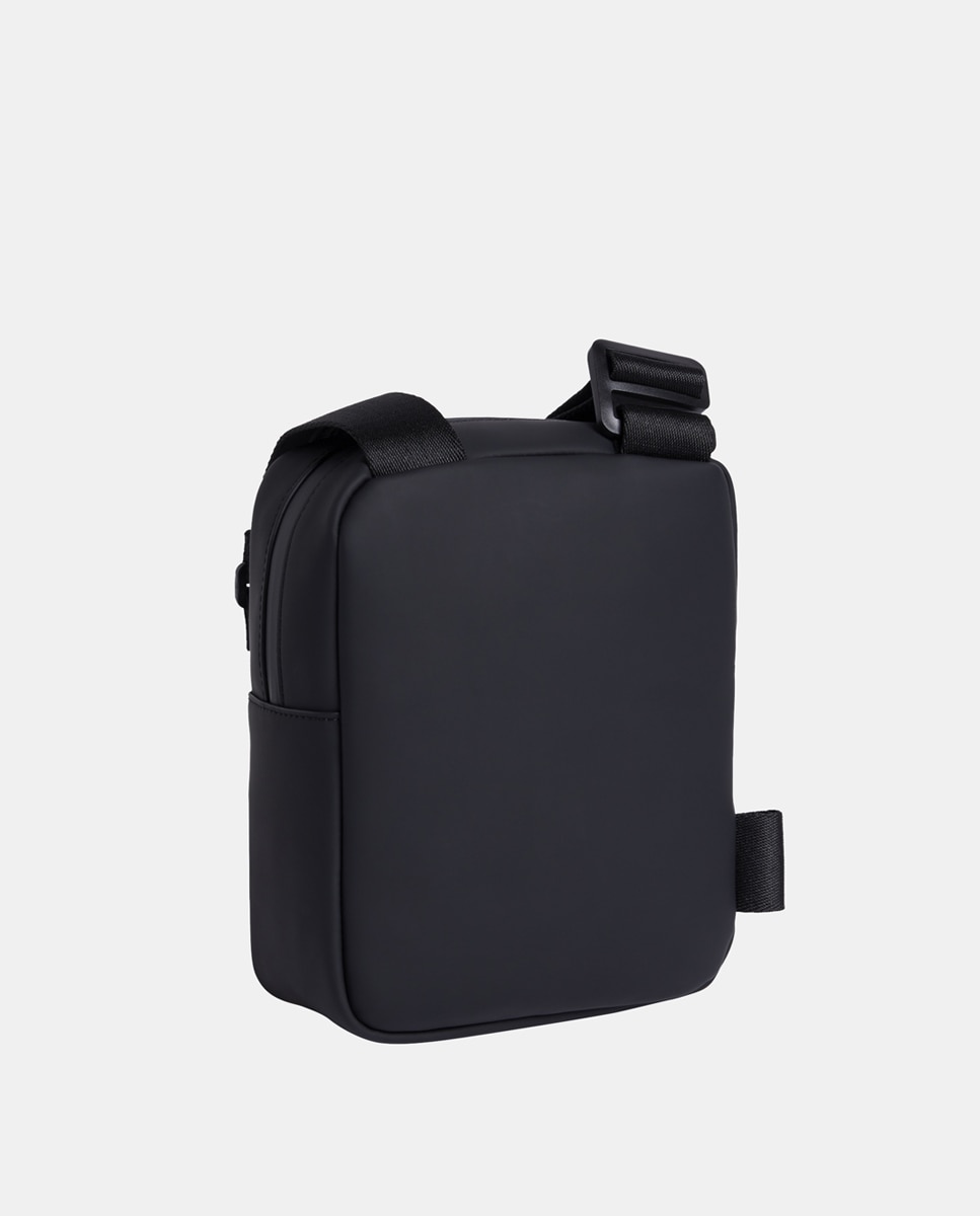 Mala a Tiracolo de Borracha com Bolso Duplo Preto-2