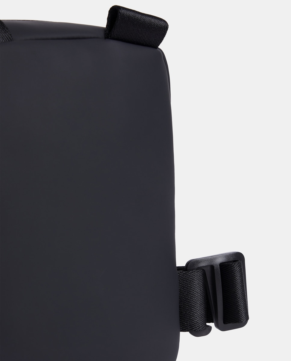 Mala a Tiracolo de Borracha com Bolso Duplo Preto-4