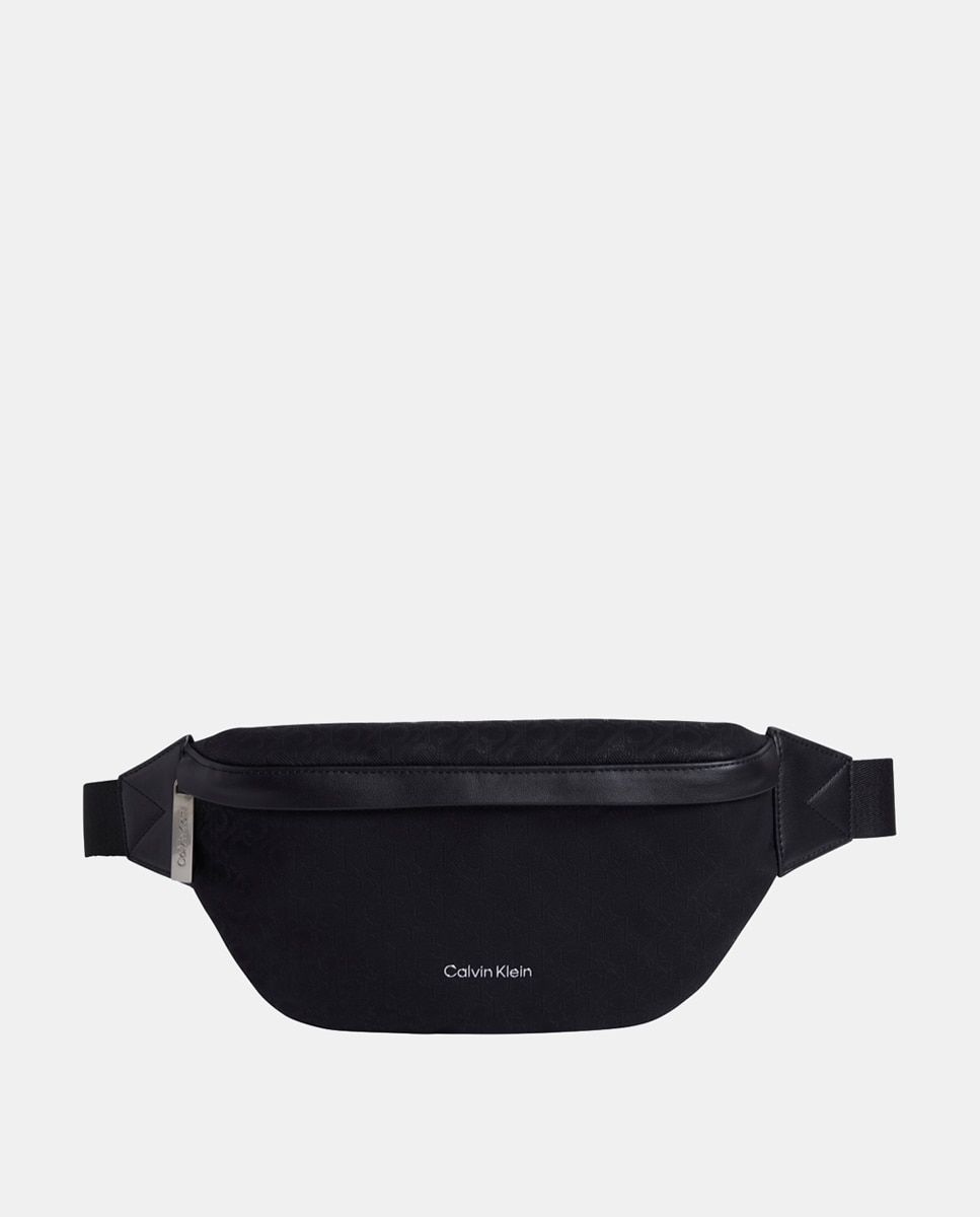 Bolsa de Cintura com Estampado de Monograma Preto-1