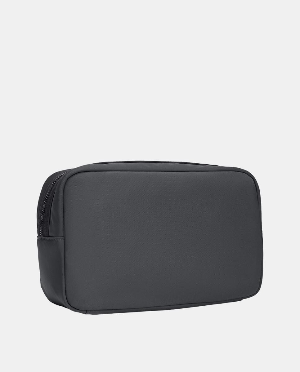 Nécessaire em Nylon com Desenho de Logótipo à Frente Cinzento-escuro-3