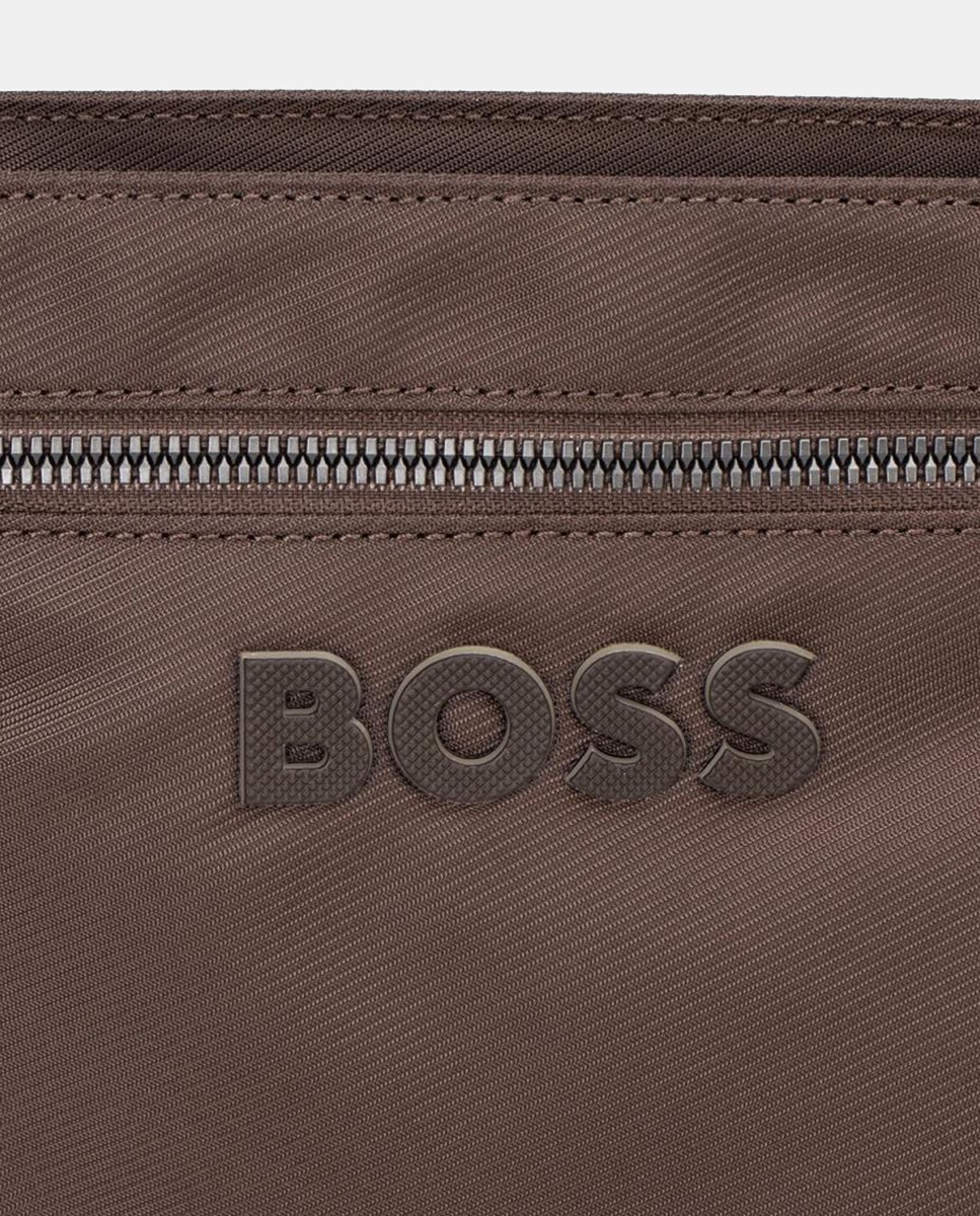 Bandolera en tejido técnico y bolsillo frontal - Boss - Marrón oscuro Marrón oscuro-3