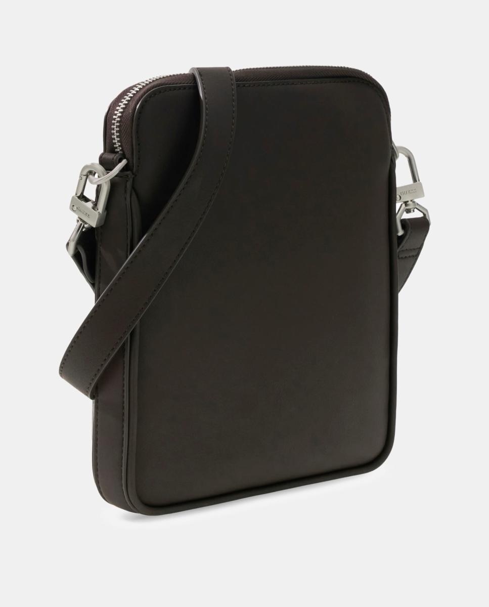 Bandolera de hombre plana de formato rectangular con solapa frontal - Guess - Marrón oscuro Marrón oscuro-2