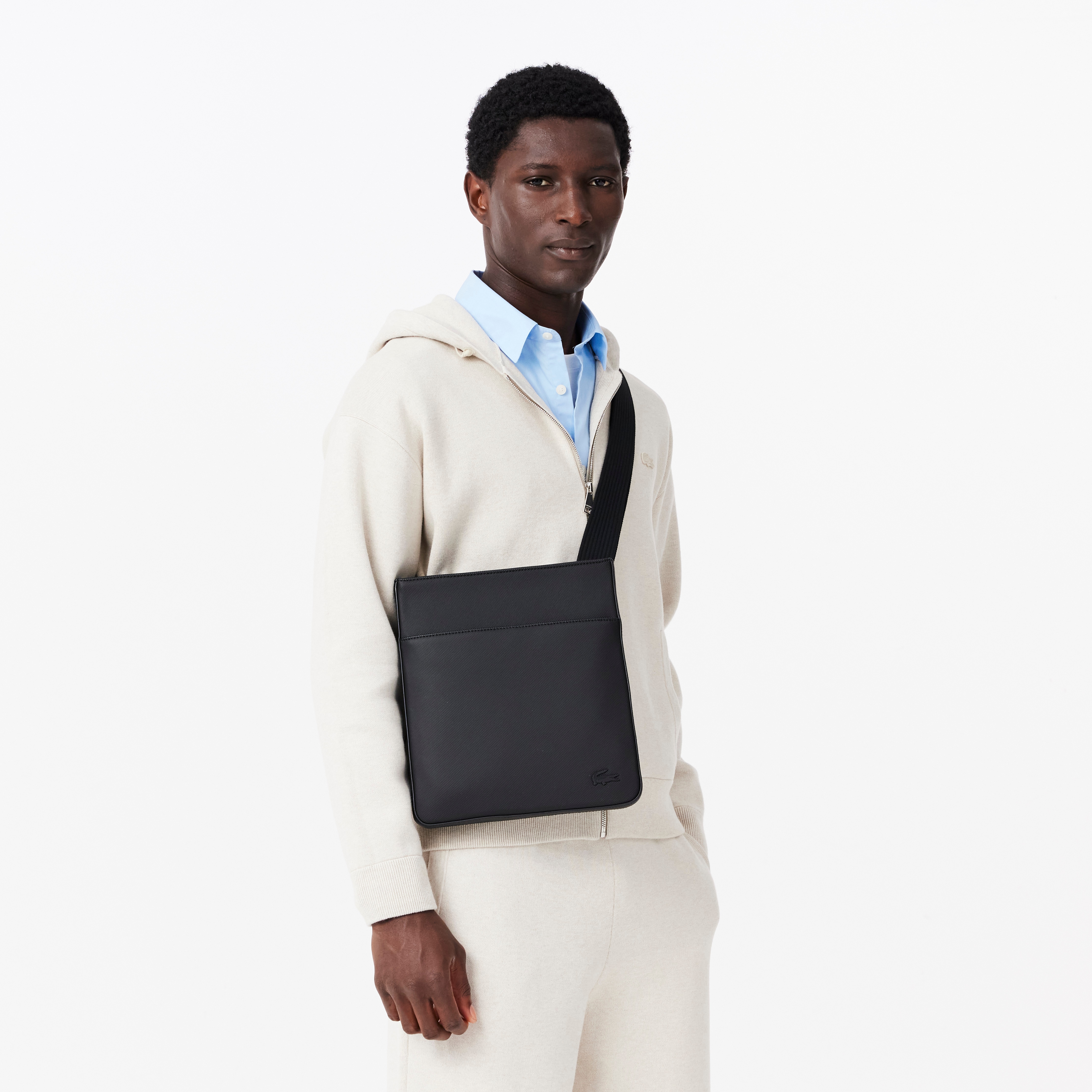 Mala a Tiracolo com Bolsos Interiores e em Material Reciclado - Azul-Marinho Preto-4