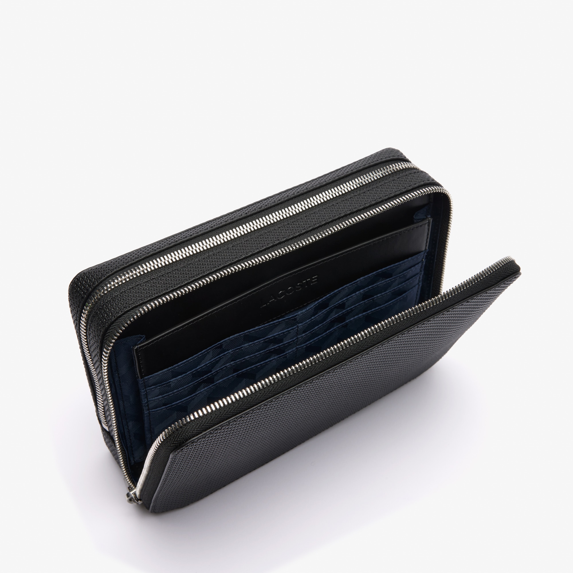 Porta-Moedas Chantaco em Pele Piqué com Fecho de Correr Preto-3