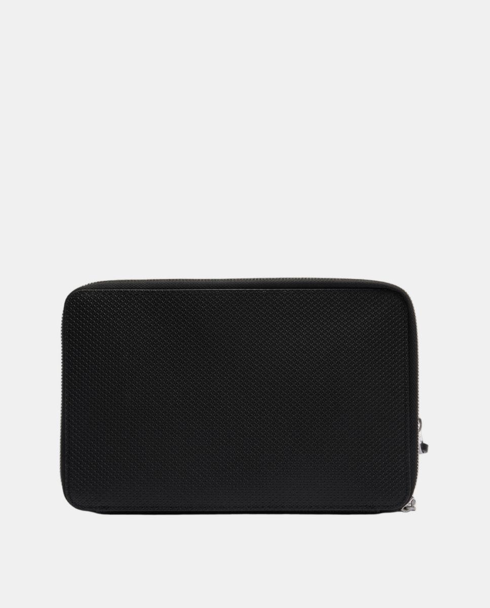 Porta-Moedas Chantaco em Pele Piqué com Fecho de Correr Preto-5