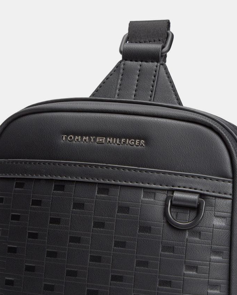 Mala a Tiracolo em Ecopele com Logótipo à Frente Preto-2
