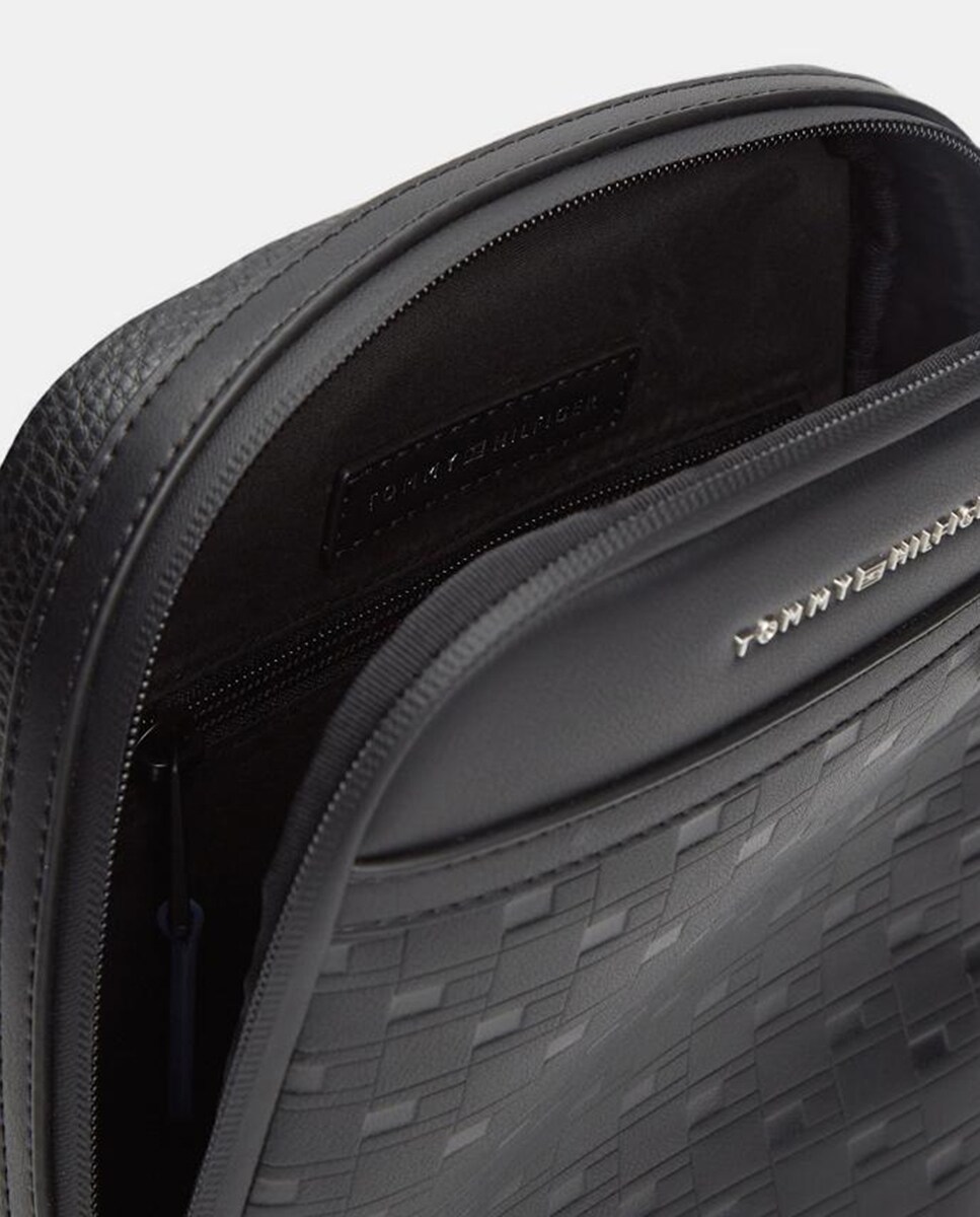 Mala a Tiracolo em Ecopele com Logótipo à Frente Preto-4