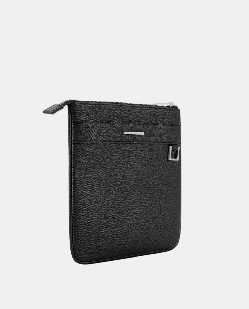 Mala a Tiracolo com Bolso Grande, Correia Ajustável e Logótipo à Frente Preto-2