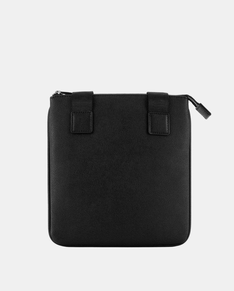 Mala a Tiracolo com Bolso Grande, Correia Ajustável e Logótipo à Frente Preto-3