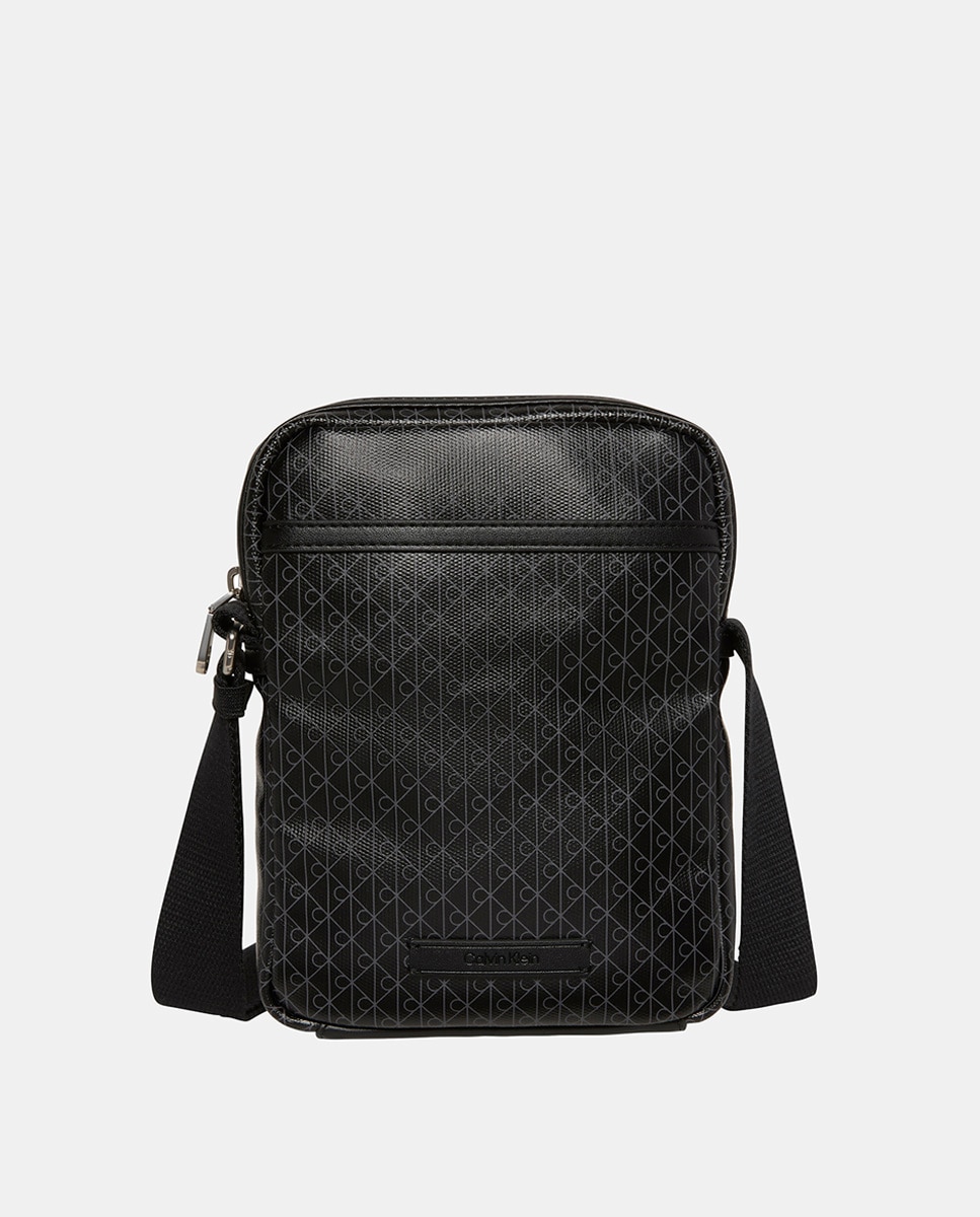 Mala a Tiracolo com Estampado de Monograma Preto-1