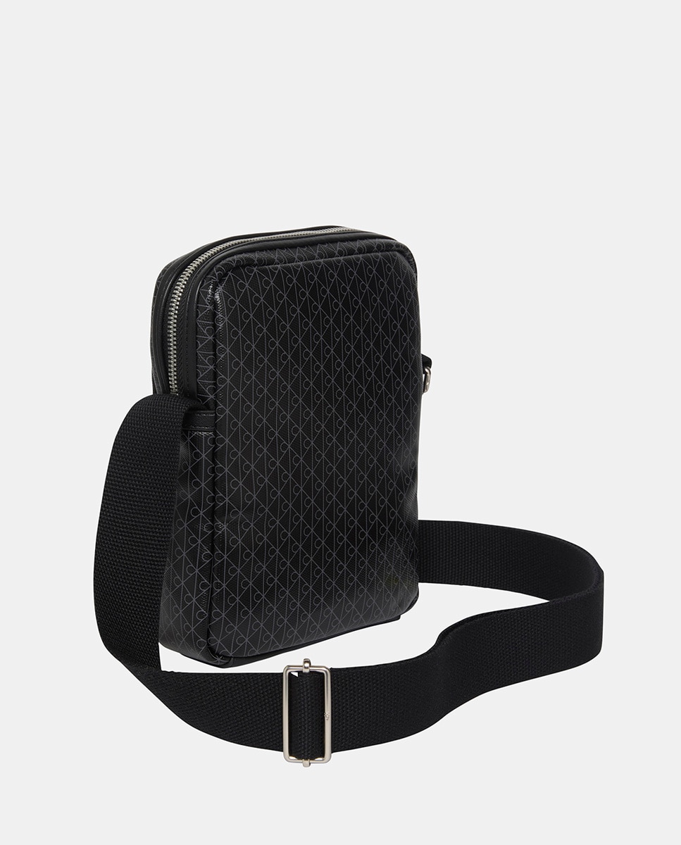 Mala a Tiracolo com Estampado de Monograma Preto-2