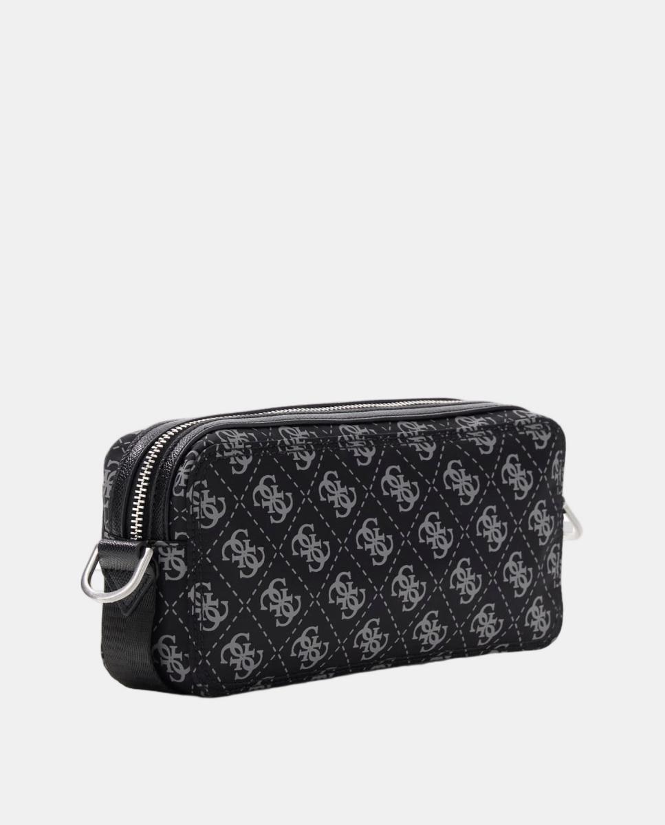 Mala a Tiracolo Tipo Camera Bag de Formato Horizontal com Compartimento Duplo Preto-3