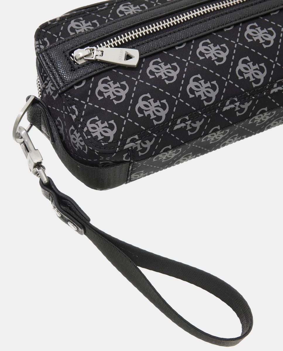 Mala a Tiracolo Tipo Camera Bag de Formato Horizontal com Compartimento Duplo Preto-4