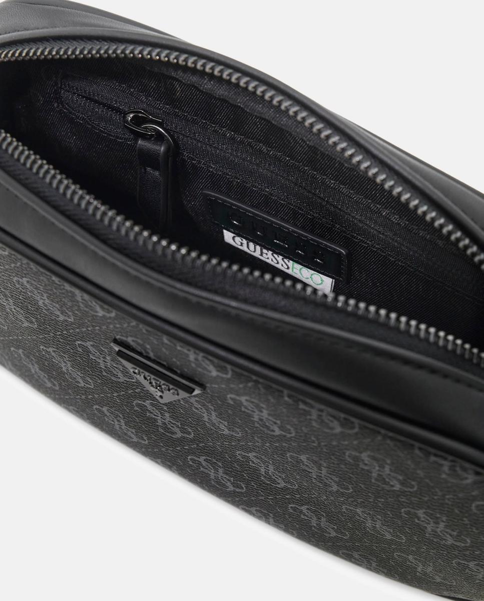 Mala a Tiracolo Tipo Camera Bag de Formato Horizontal com Compartimento Duplo Cinzento-4