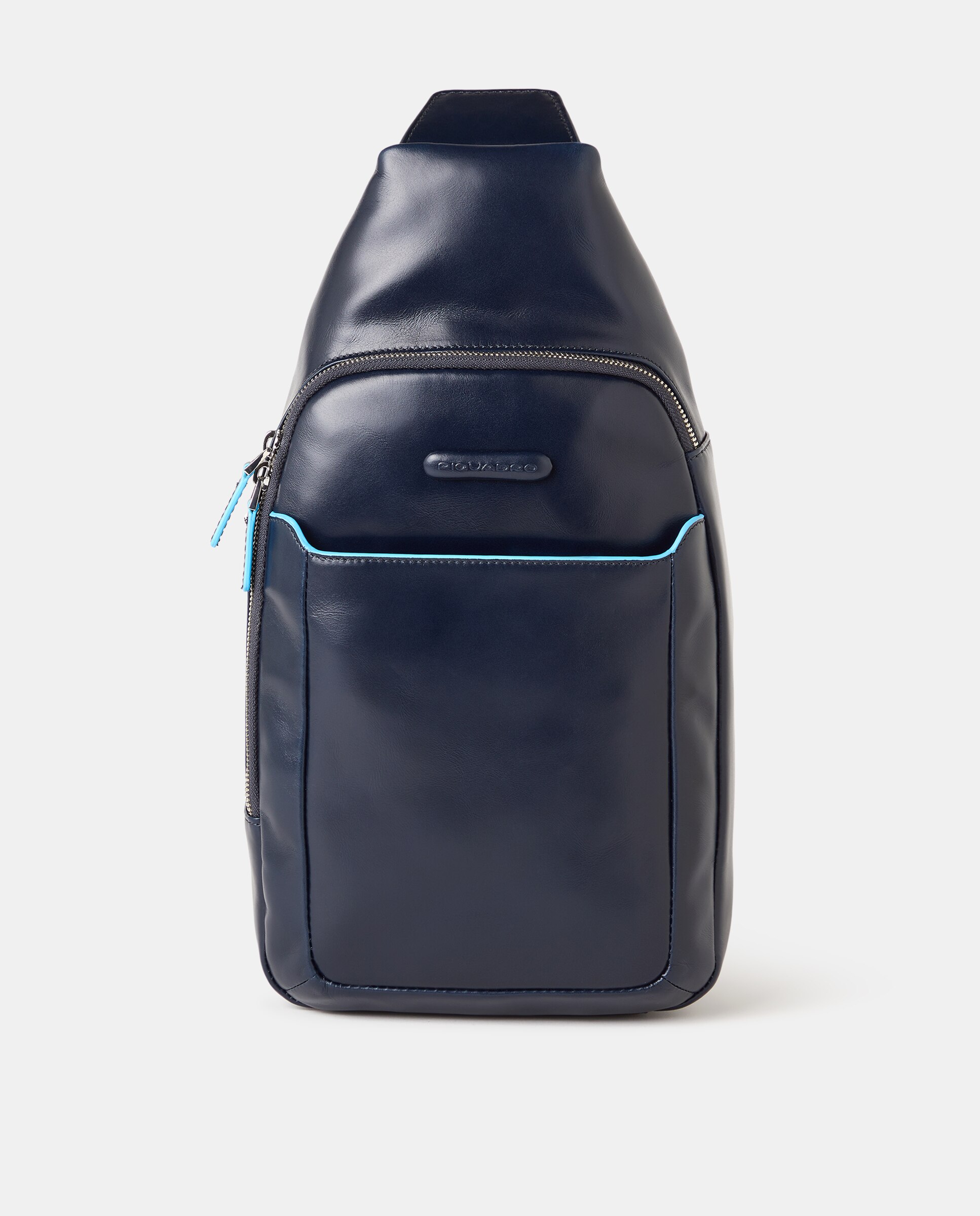 Mala a Tiracolo Grande de Pele com Compartimento para iPad - Azul Azul-1
