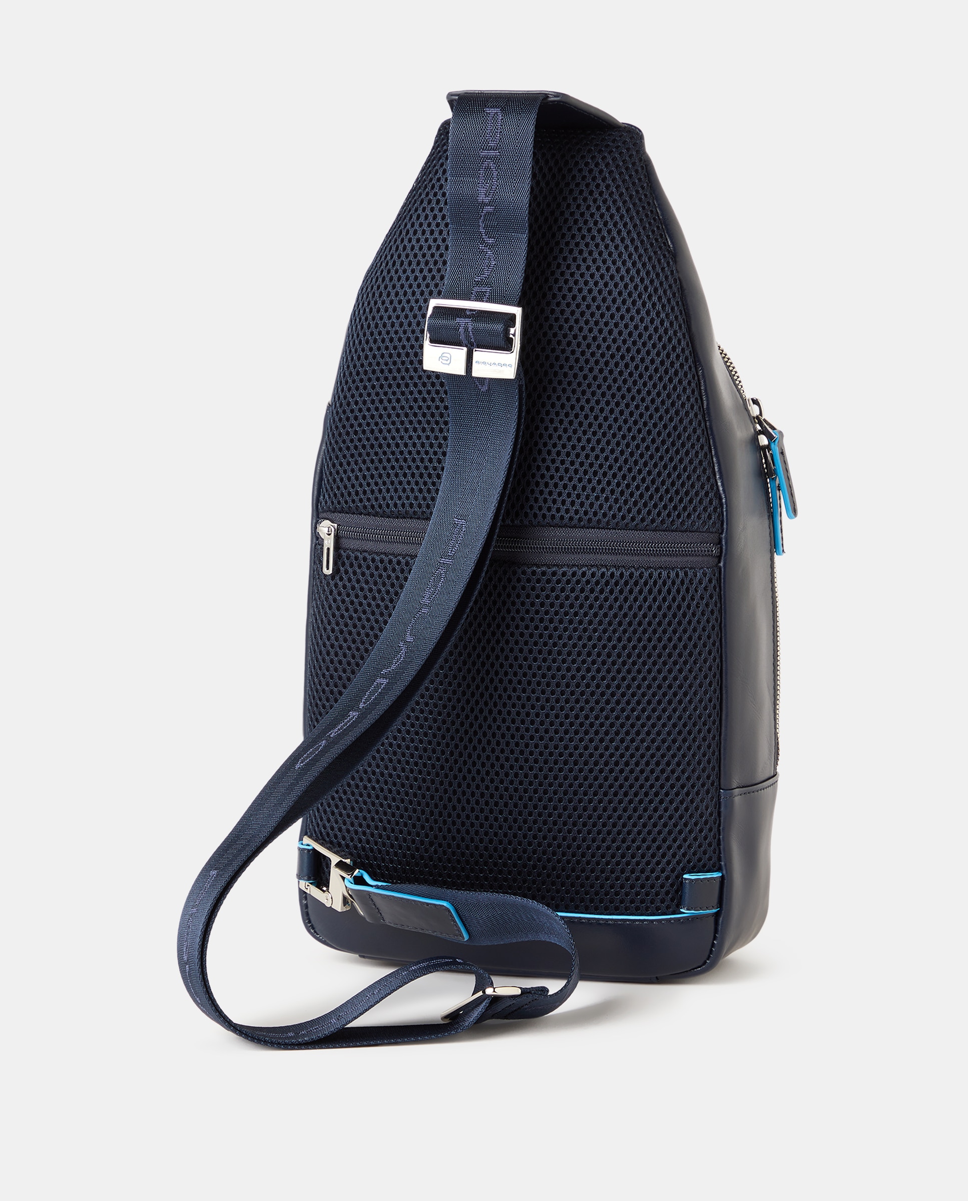 Mala a Tiracolo Grande de Pele com Compartimento para iPad - Azul Azul-2