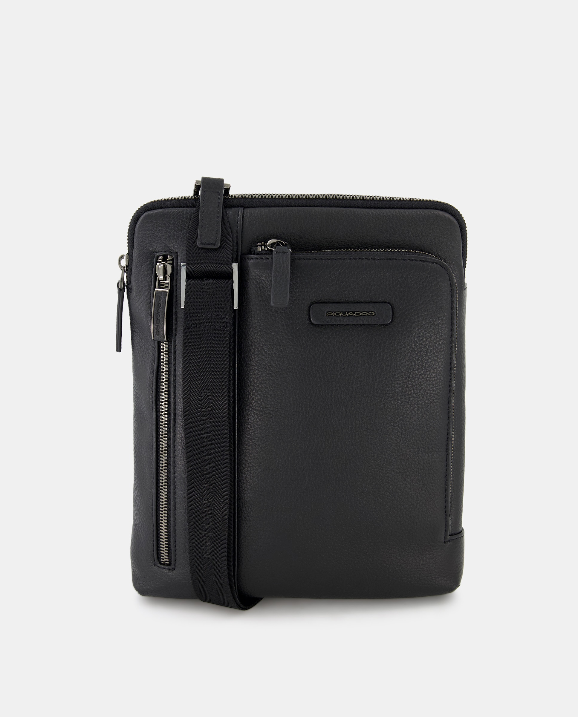 Mala a Tiracolo Grande em Pele com Compartimento para iPad - Preto Preto-1
