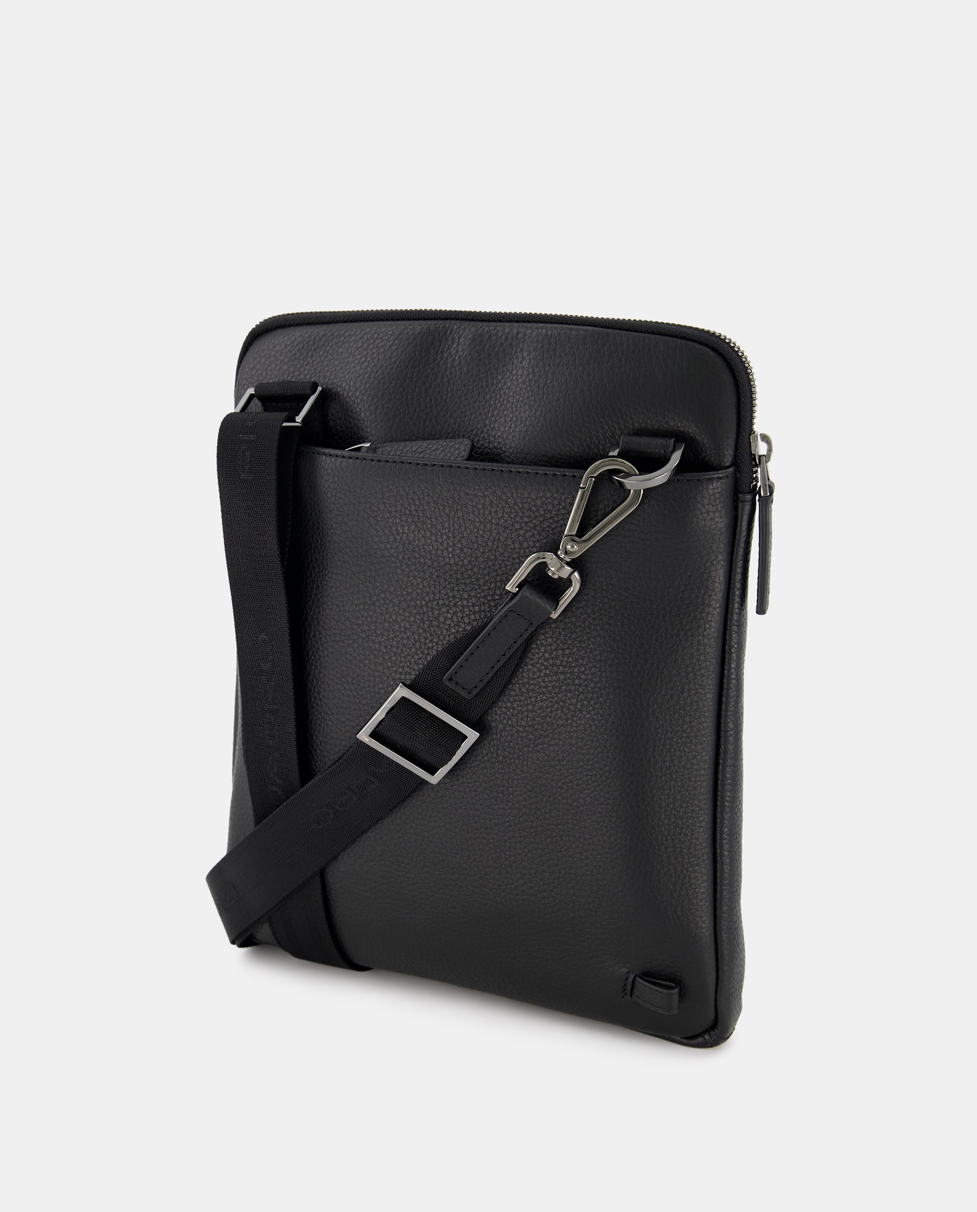 Mala a Tiracolo Grande em Pele com Compartimento para iPad - Preto Preto-2
