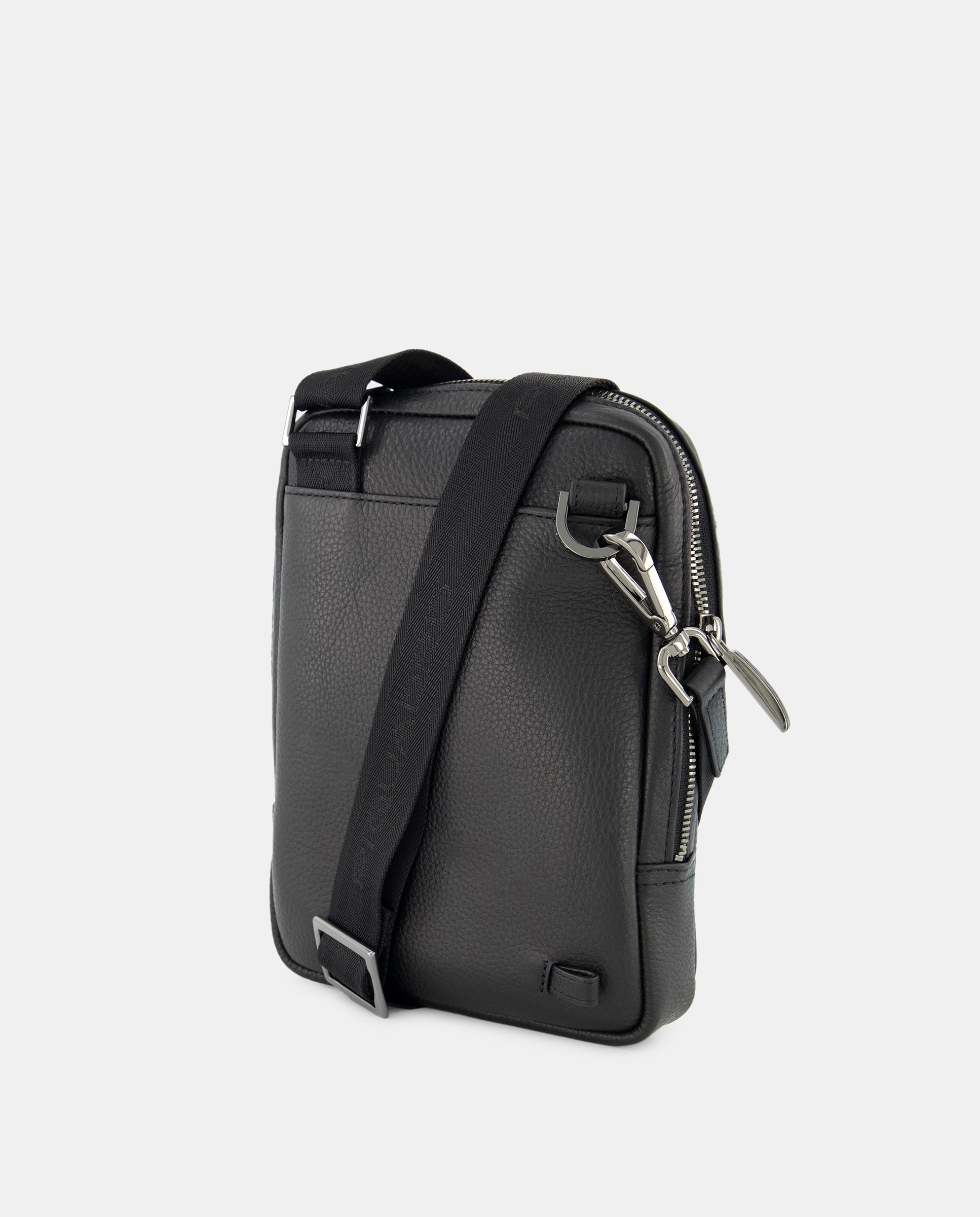 Mala a Tiracolo Mini de Pele com Compartimento para iPad Mini Preto-2