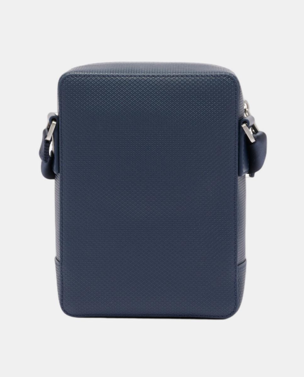 Mala de Ombro em Pele com Efeito Piqué Azul-marinho-2