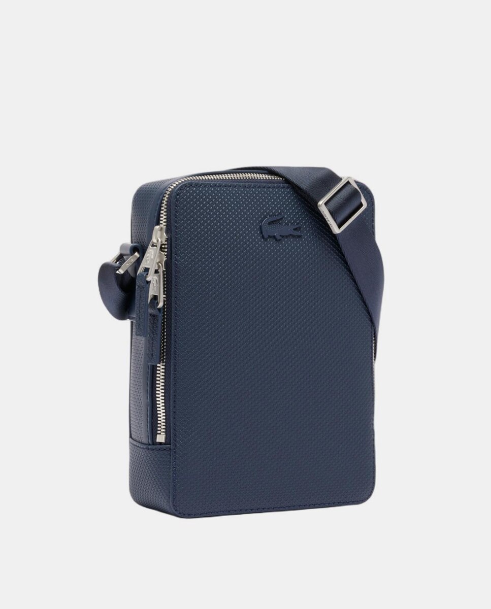 Mala de Ombro em Pele com Efeito Piqué Azul-marinho-3